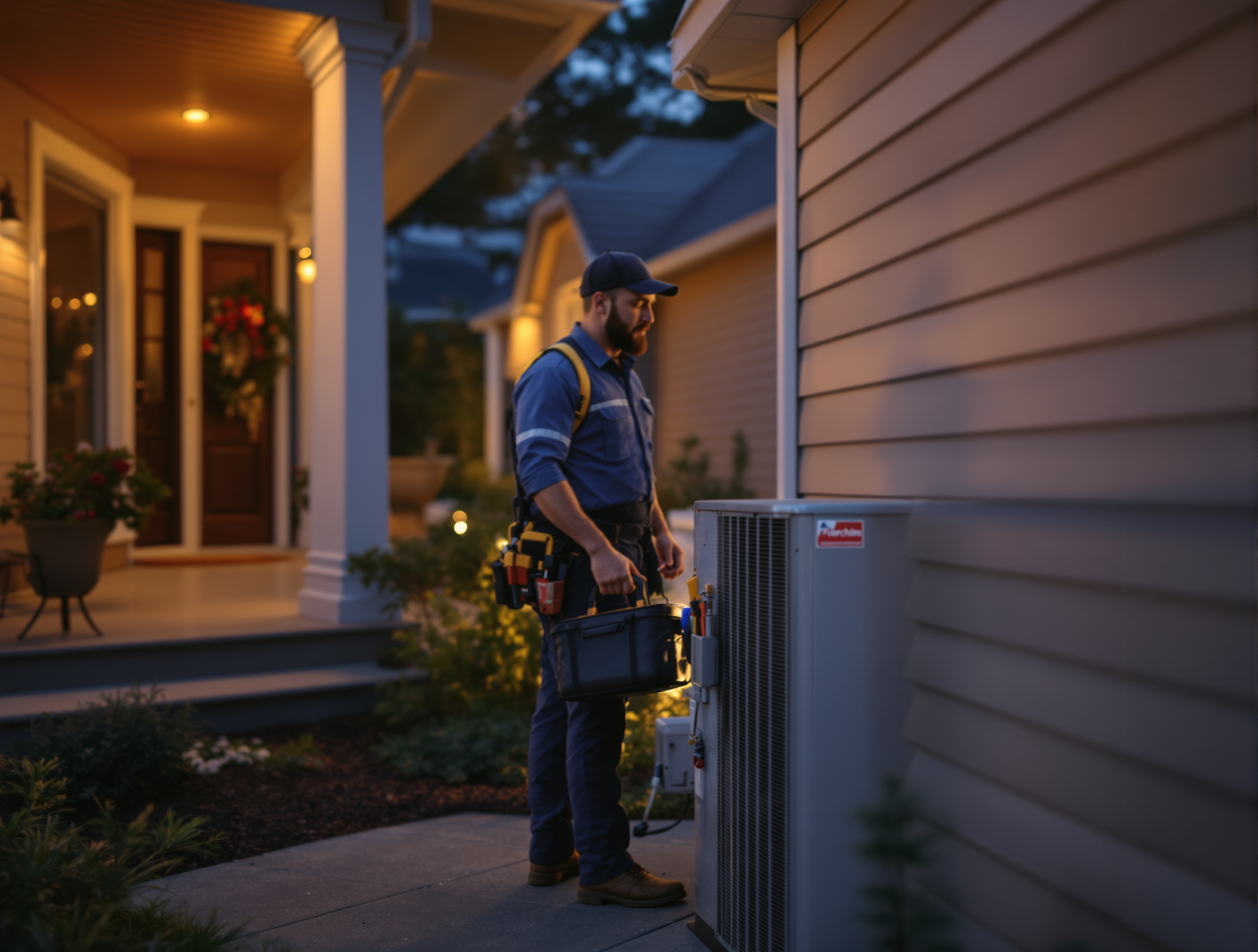 Emergency HVAC service technician responding to urgent repair call with professional tools and equipment available 24/7#1.2