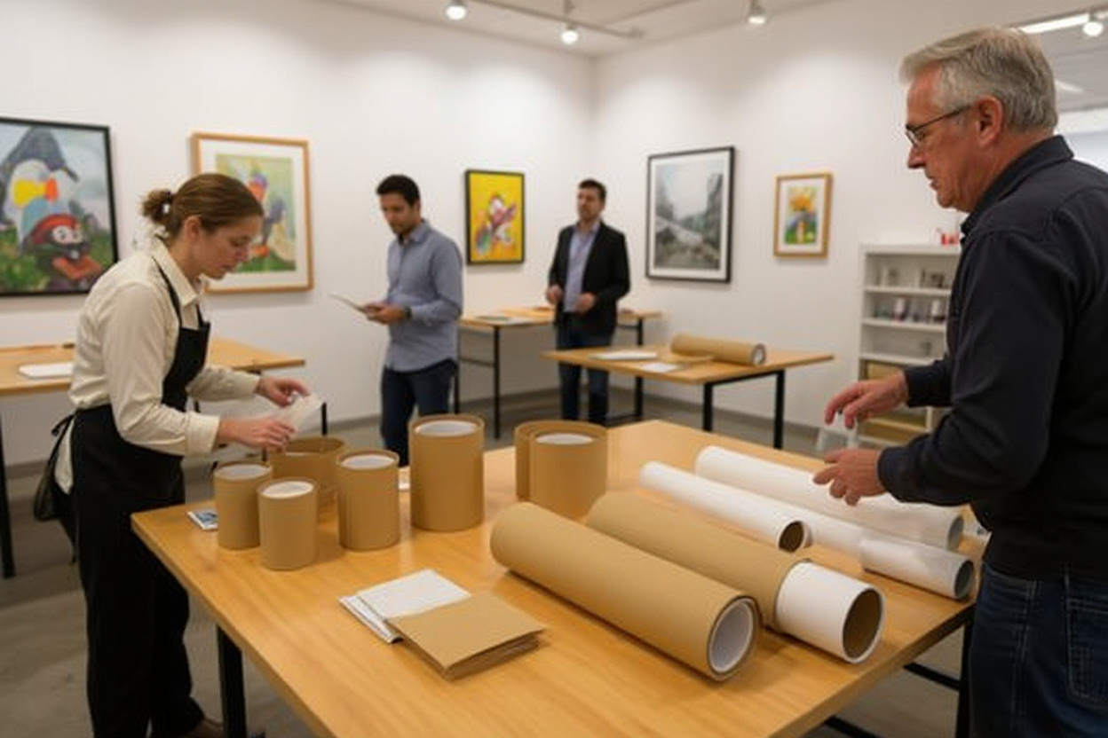 Art galleries and studios packaging artwork and posters in mailing tubes#1.5