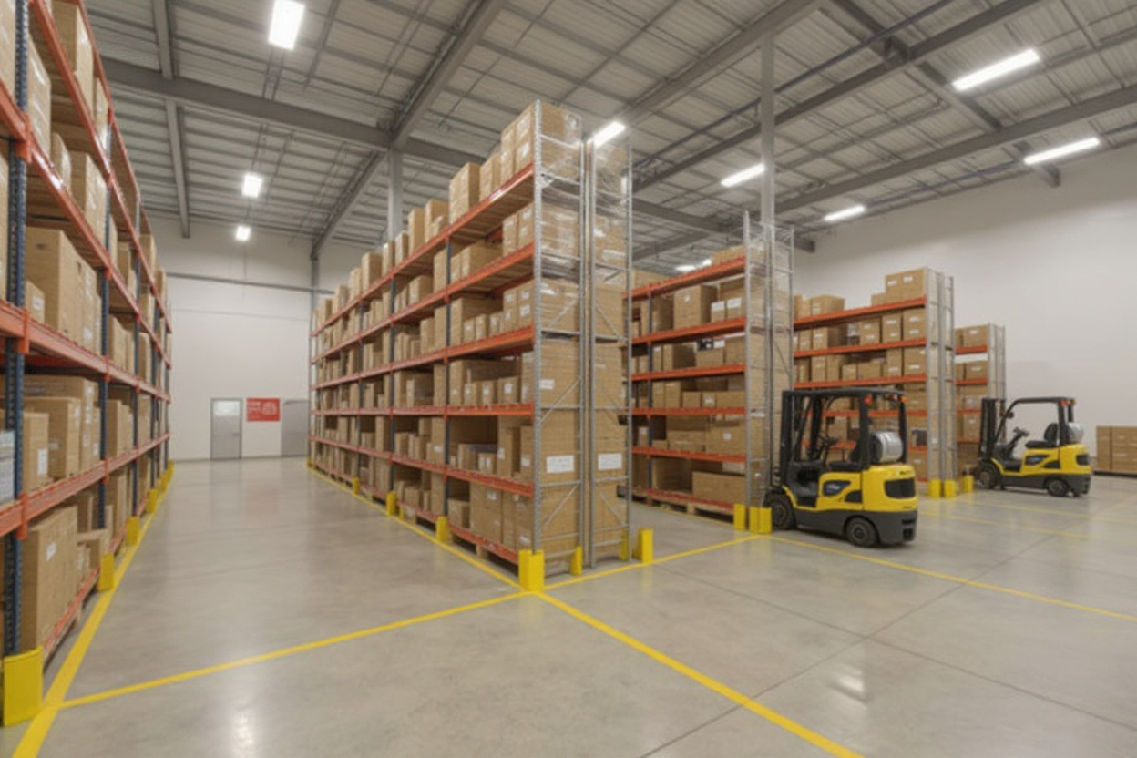Warehousing facility with organizational labels#1.4