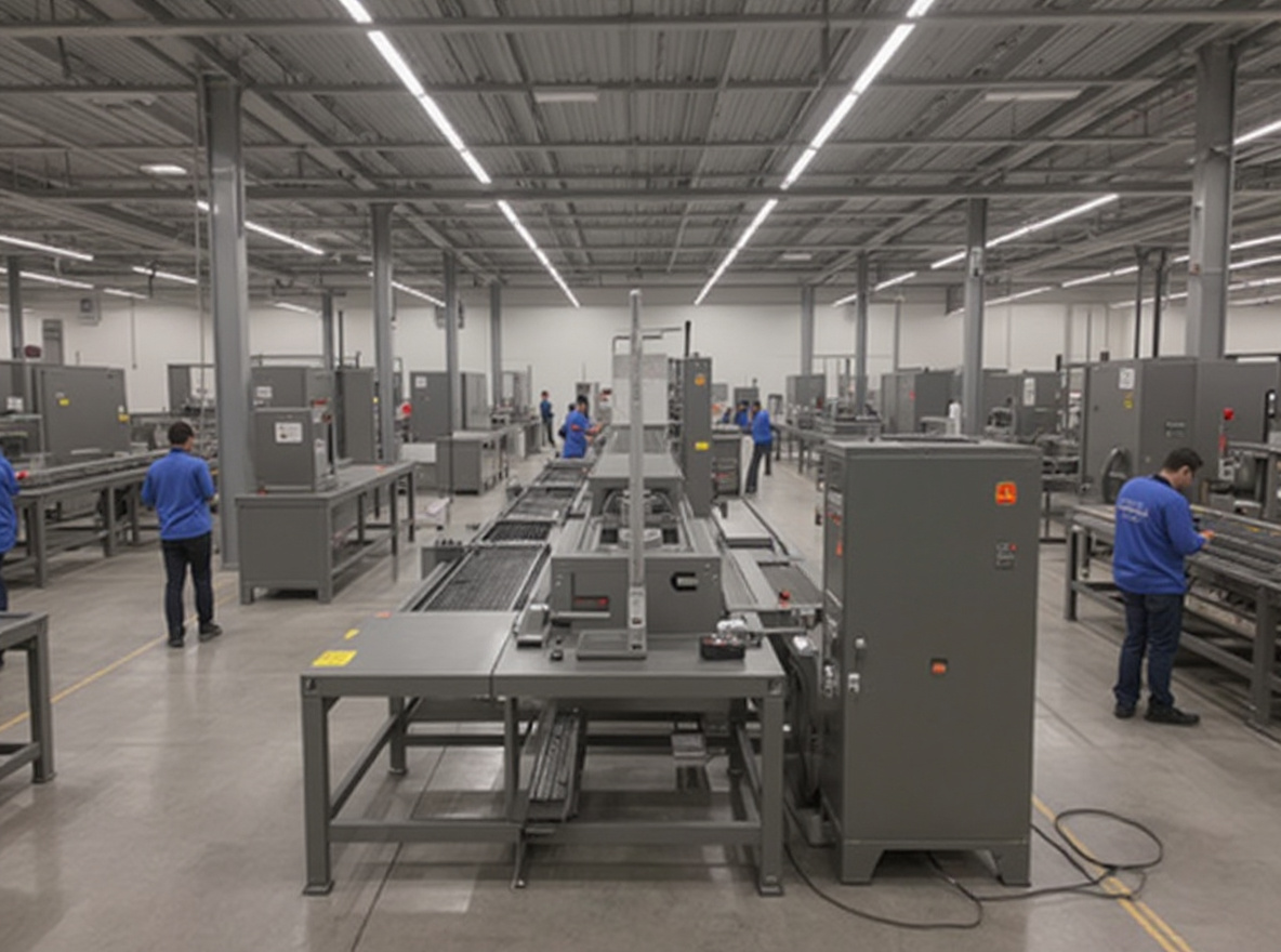 Manufacturing facility with automated assembly lines and industrial packaging equipment#1.3