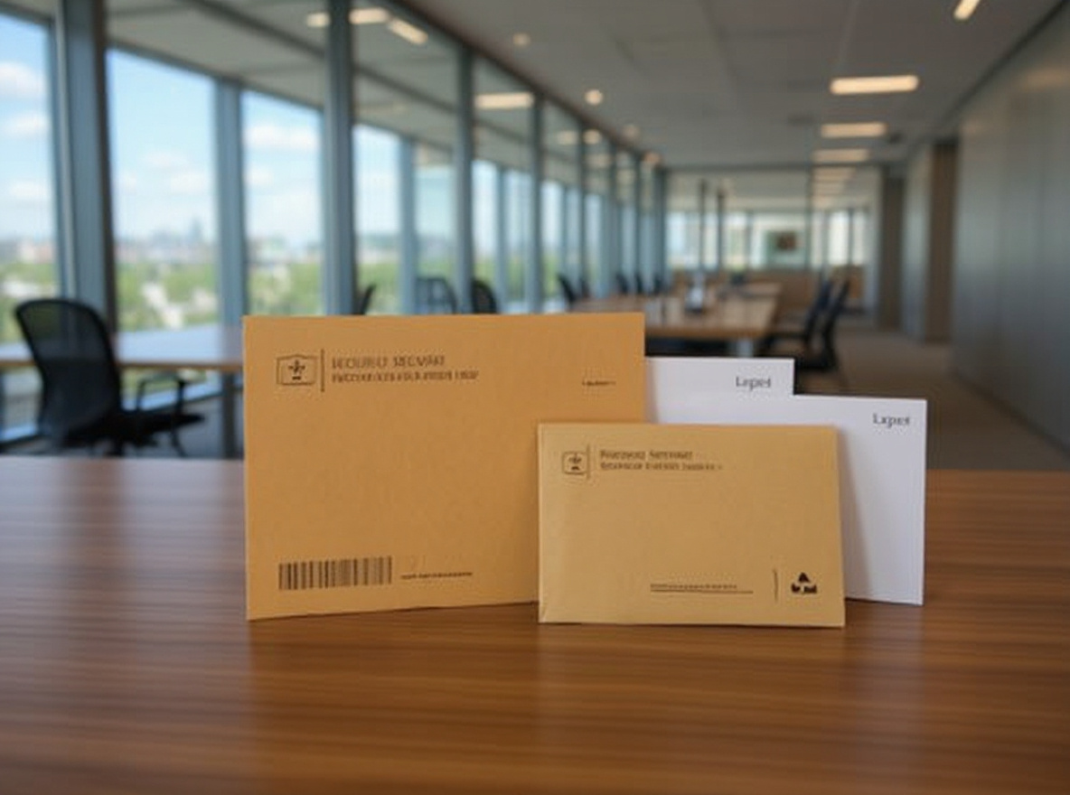 Financial institutions using secure mailing envelopes for confidential document delivery and client correspondence#1.3