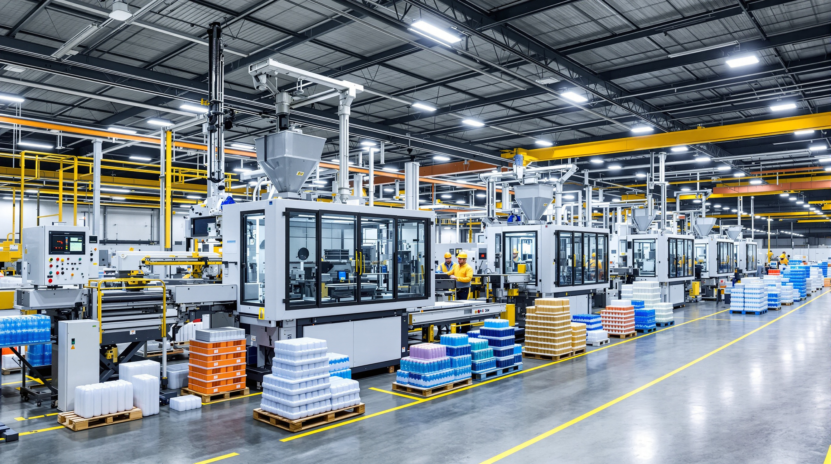 Blow molding manufacturing line with automated material feeding systems and quality control#1.9