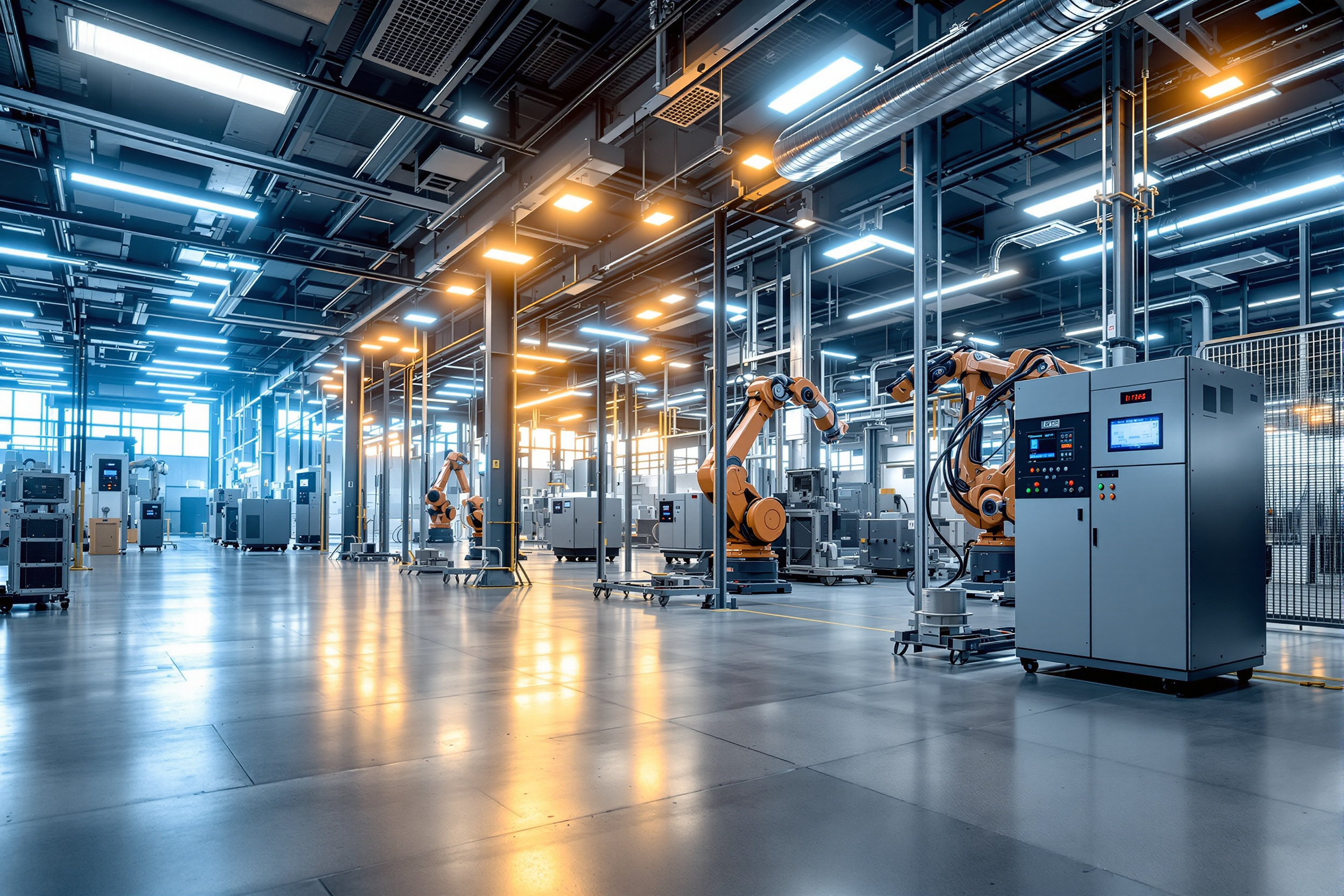 Industrial automation facility with robotic systems and precision temperature control equipment#1.5