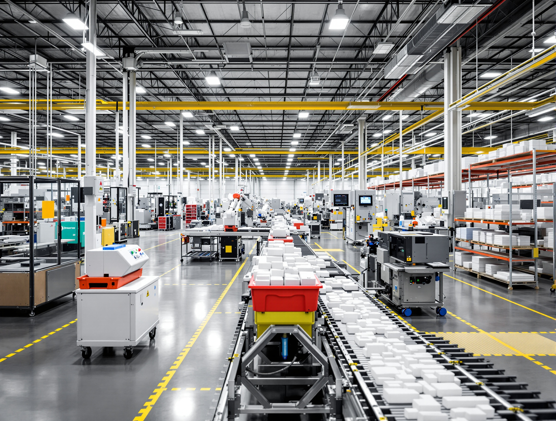 Plastics manufacturing production line with automated pick and place machines for component handling#1.3