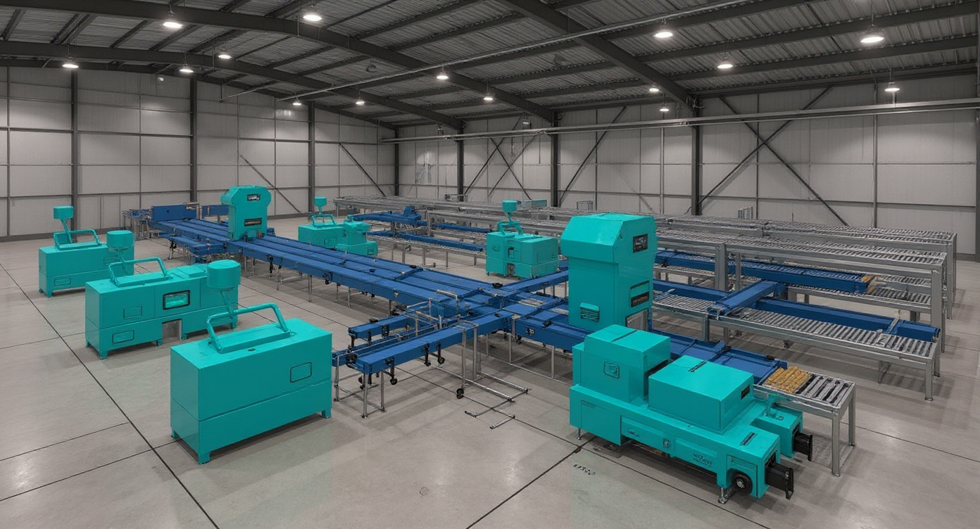 Industrial automation facility with robotic material handling systems and conveyor networks#1.9