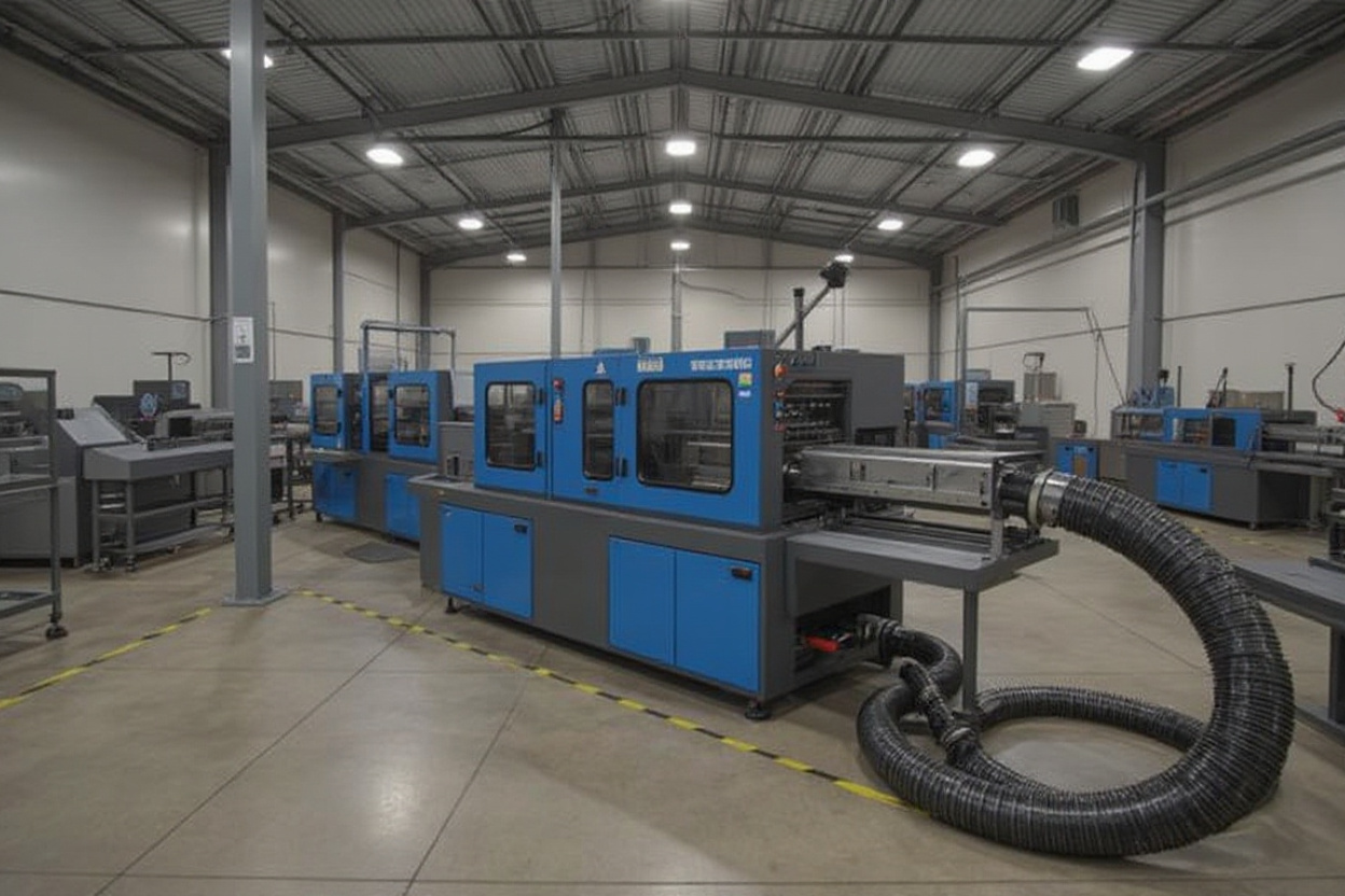 Injection molding facility with TigerFlex hoses for material handling systems#1.6