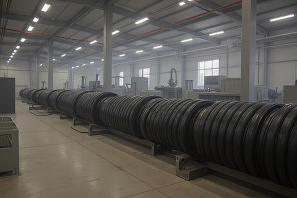 Blow molding production line using TigerFlex severe duty hoses for abrasive materials#1.6