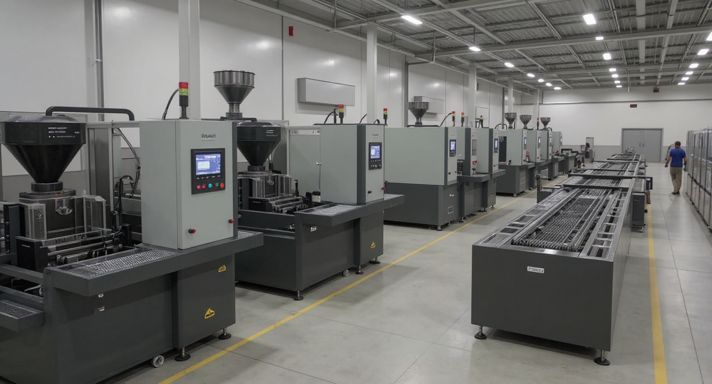 Injection molding manufacturing facility with temperature control systems#1.9