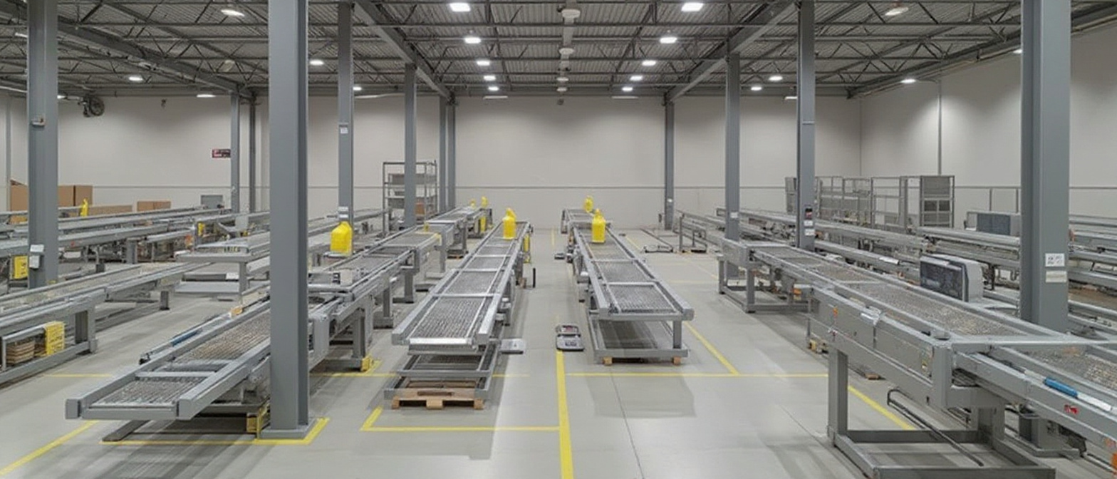 Material handling warehouse with conveyor systems and automated equipment for efficient product distribution#16.9