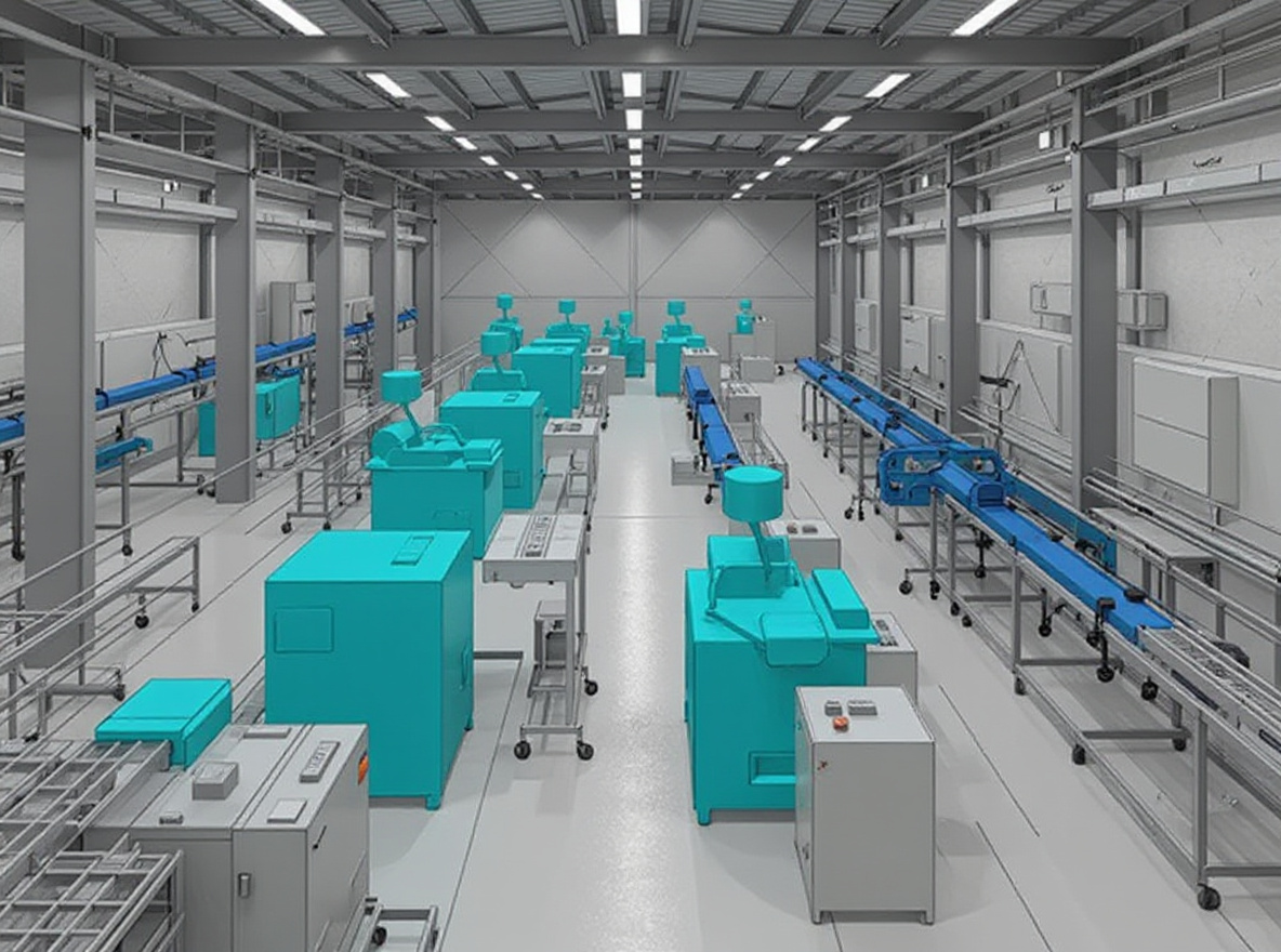 Industrial automation facility with robotic systems and material handling equipment for manufacturing#1.3