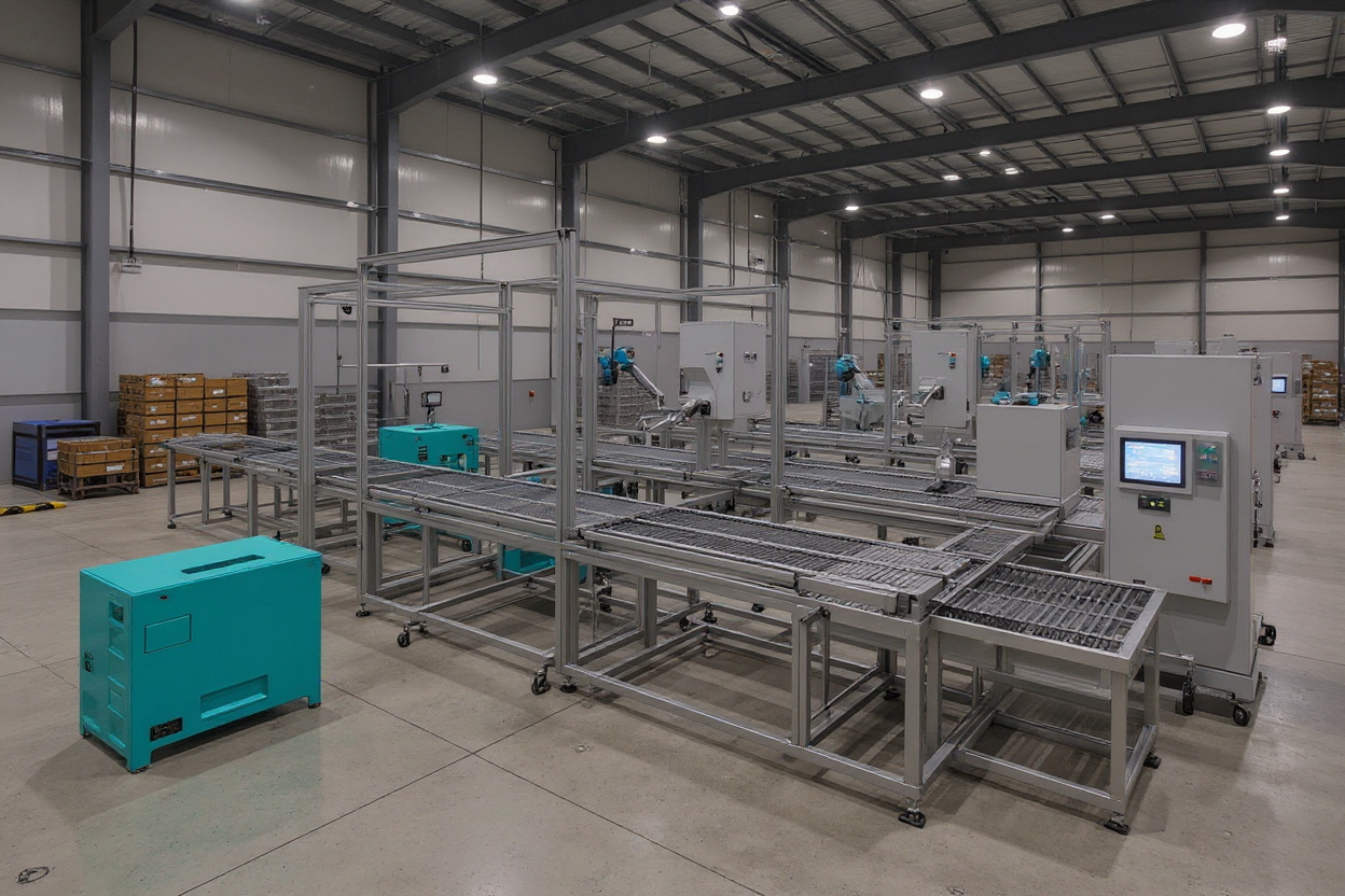 Industrial Automation facility with robotic systems and material handling equipment#1.5