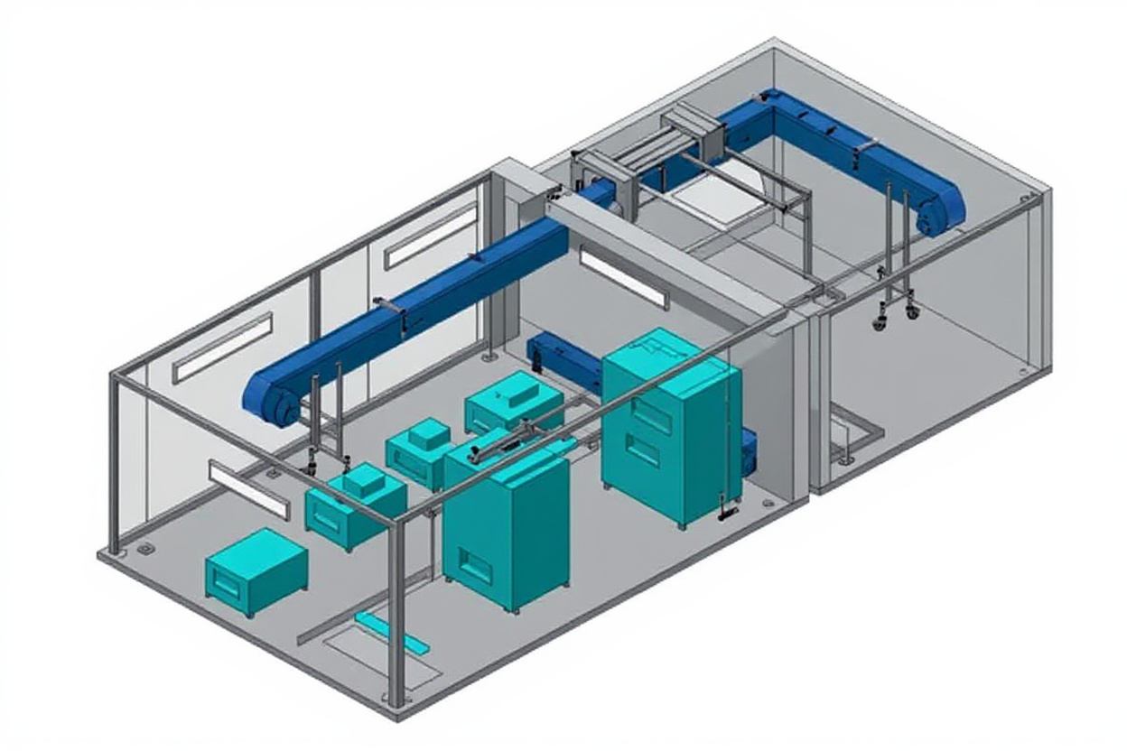 Industrial automation facility with robotic systems and material handling equipment#1.6