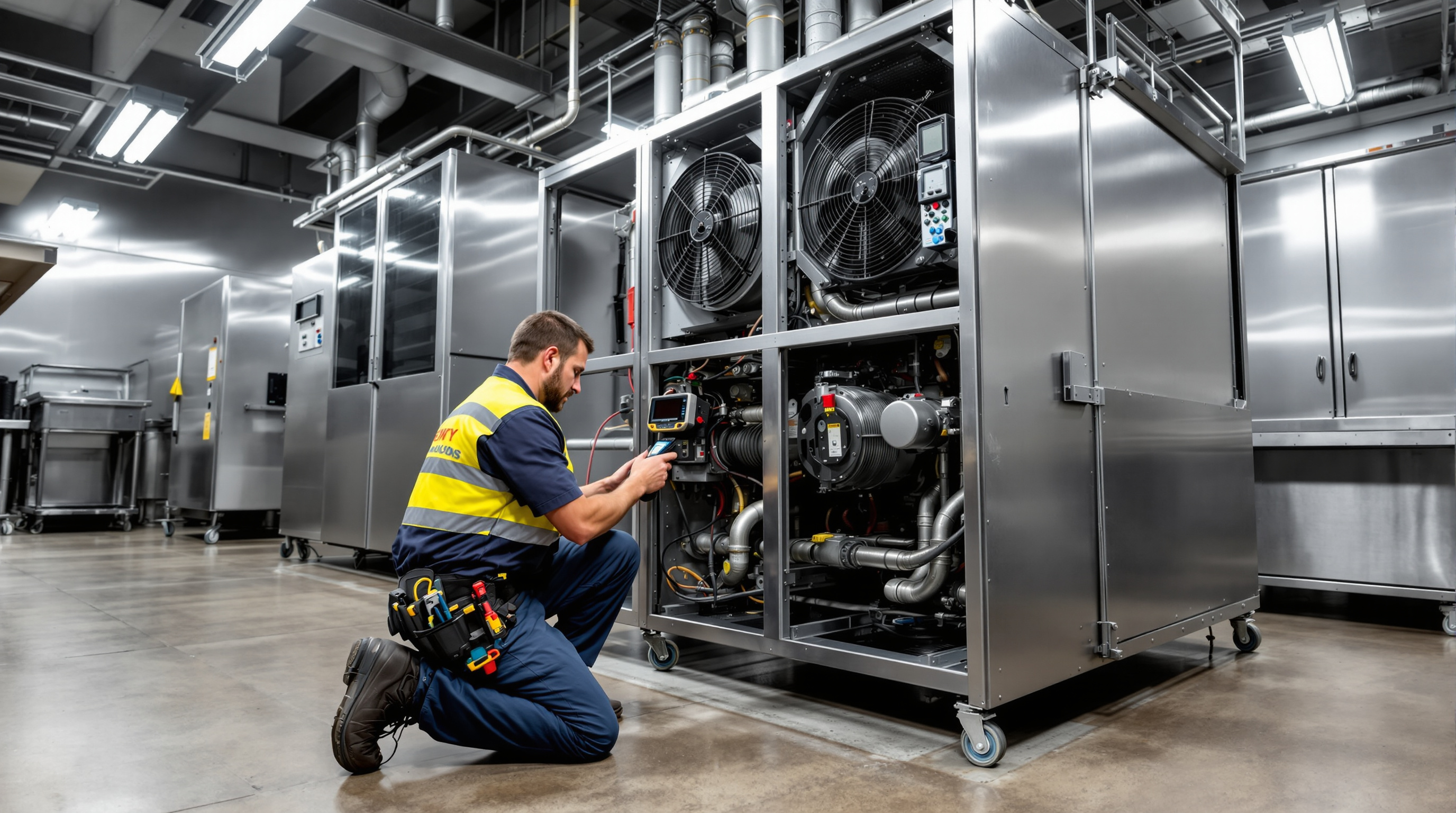 Professional HVAC technician providing emergency service repair on commercial refrigeration unit in Bryan Texas#1.9