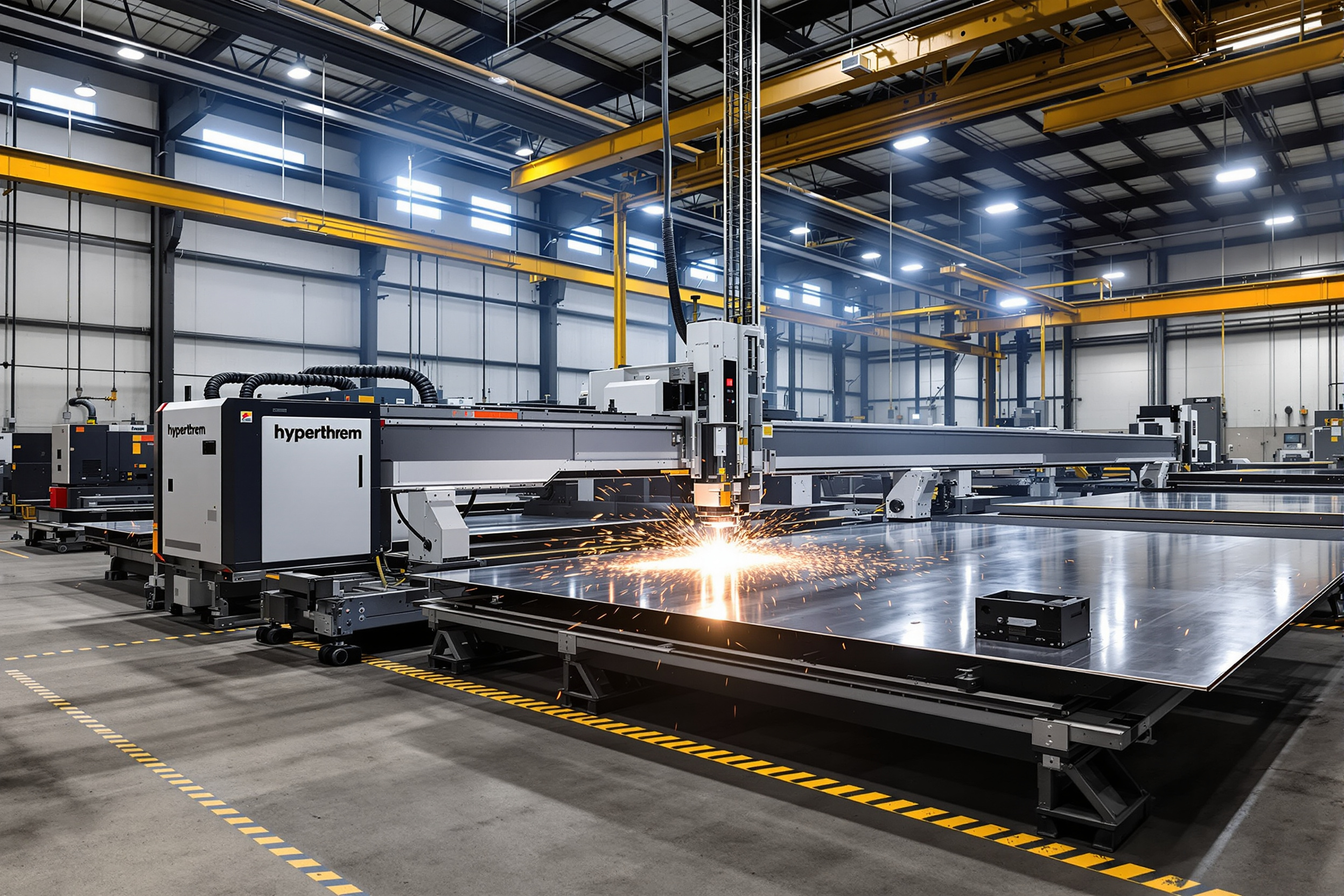 Manufacturing facility utilizing automated Hypertherm plasma cutting systems for production efficiency#1.6