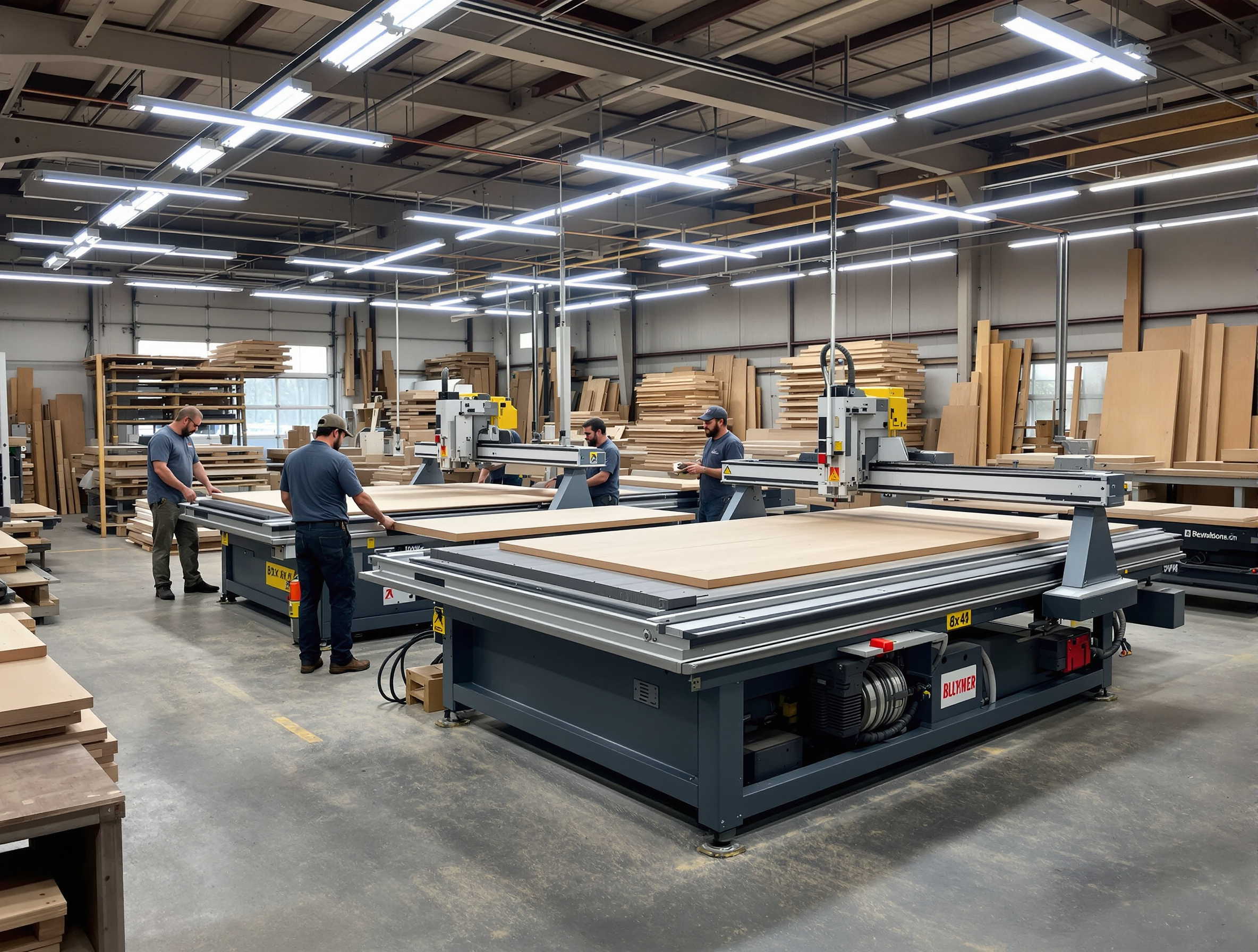 Woodworking industry professionals using industrial CNC router tables#1.2