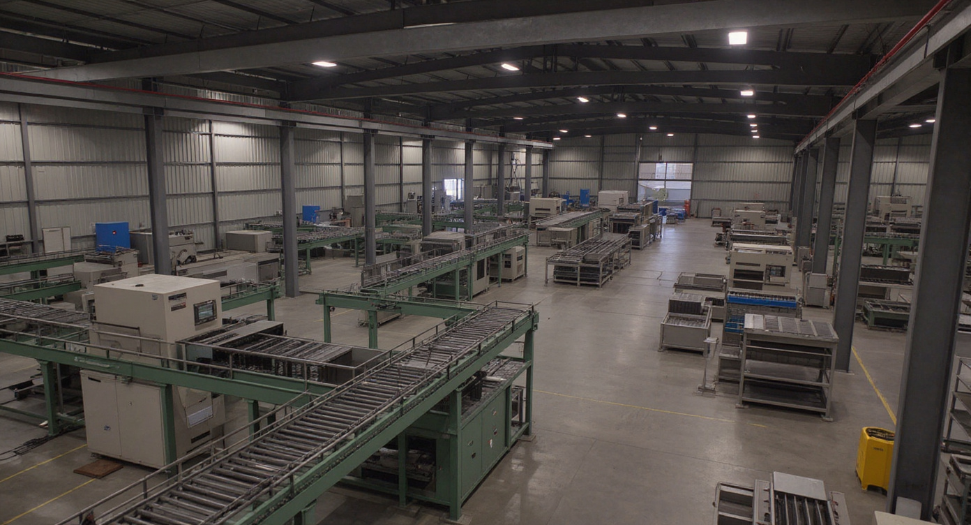 Manufacturing facility with industrial equipment and production machinery for metal processing#1.9