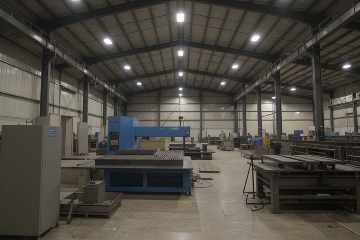 Modern metal fabrication shop with CNC plasma cutting equipment and steel structures#1.6