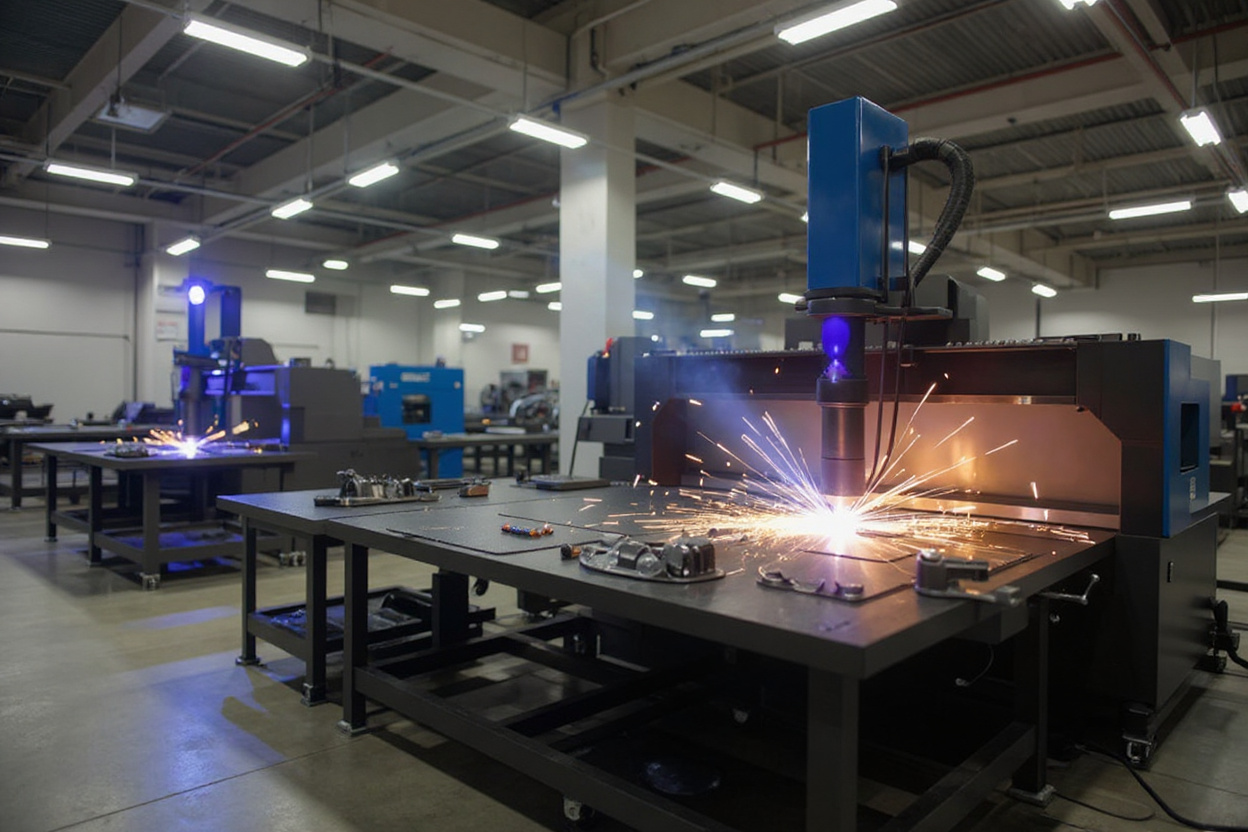 Automotive manufacturing facility using automated plasma cutting for vehicle parts production#1.6