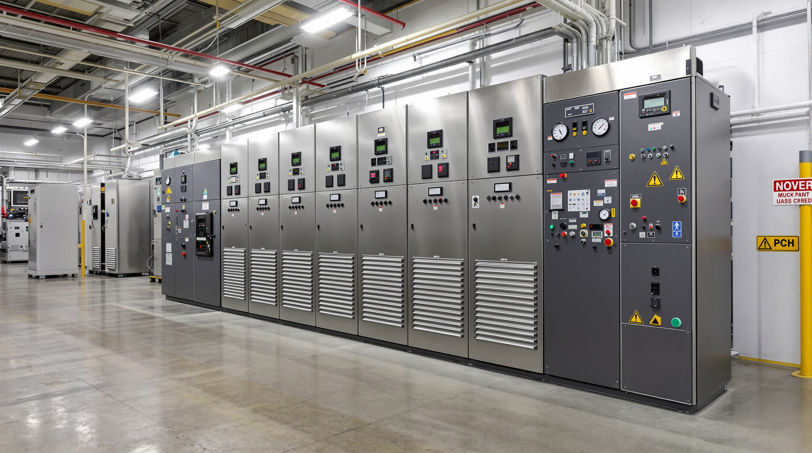 Industrial control panel with retractable drawers and monitoring equipment#16:9