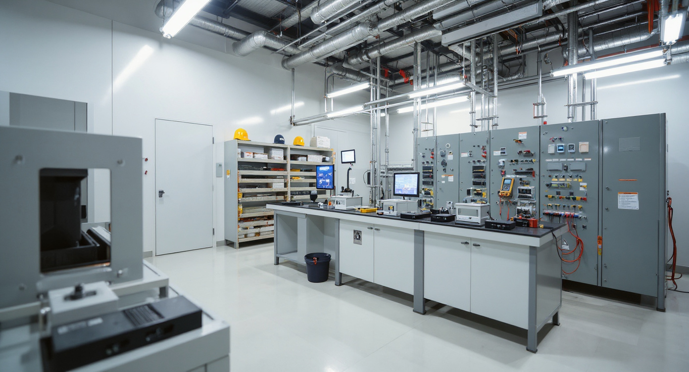 Quality assurance testing of electrical components and control panels in professional industrial setting#1.9