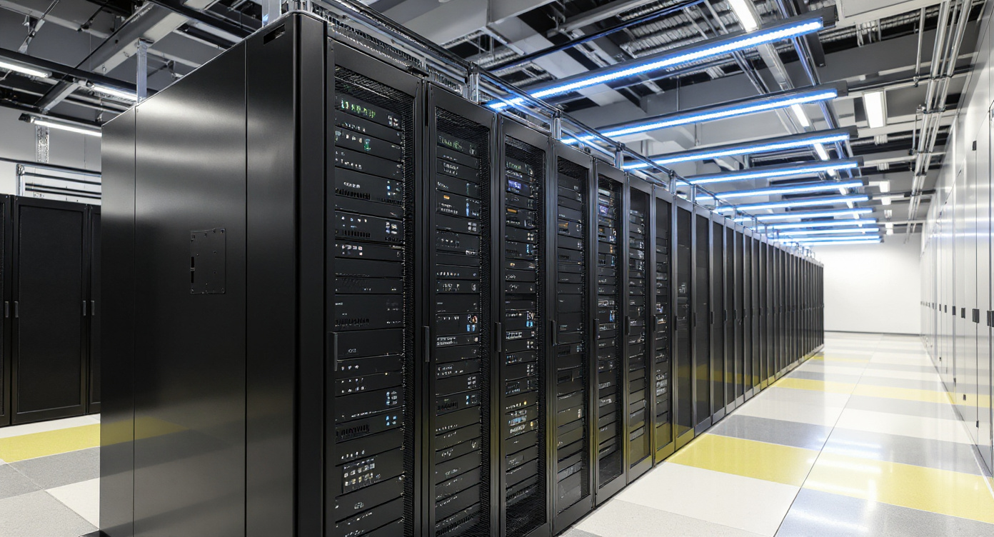 Data center server room with organized cable management and identification#1.9