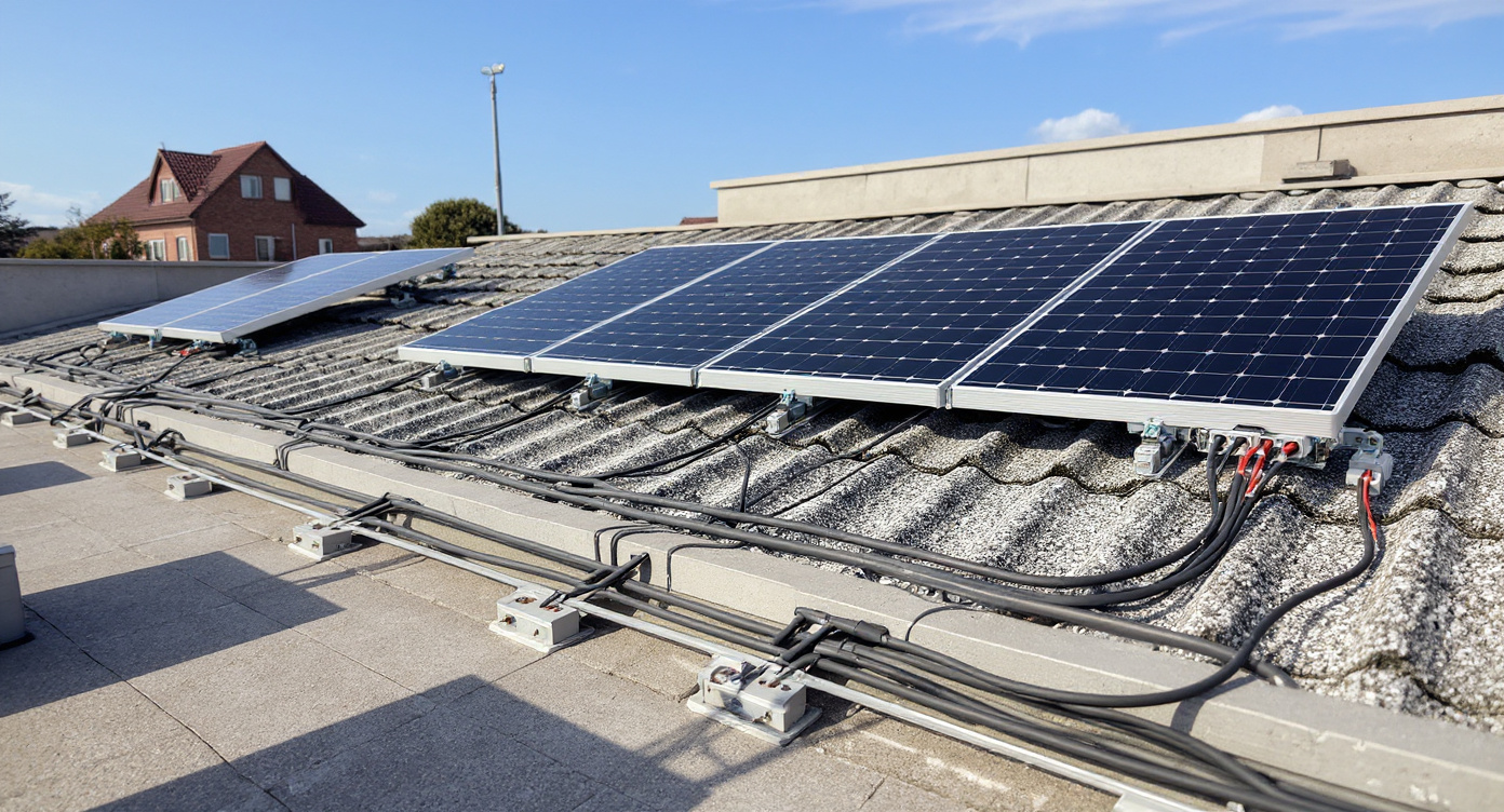 Solar panel installation with photovoltaic cable management systems#1.9