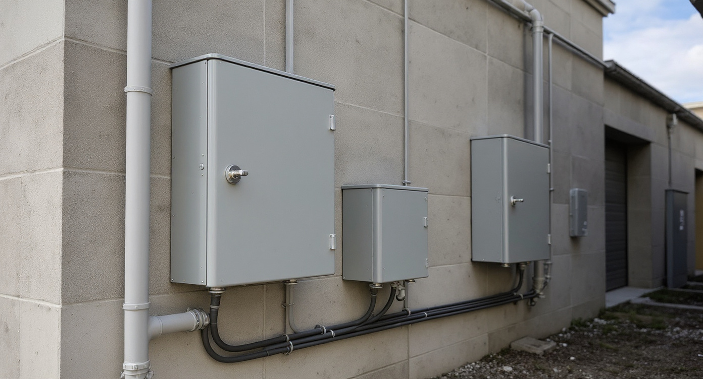 External electrical installations with weatherproof cable management outdoors#1.9