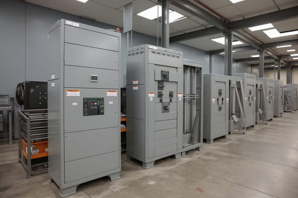 Manufacturing facilities with transfer switches for low-voltage circuit switching on load#1.5