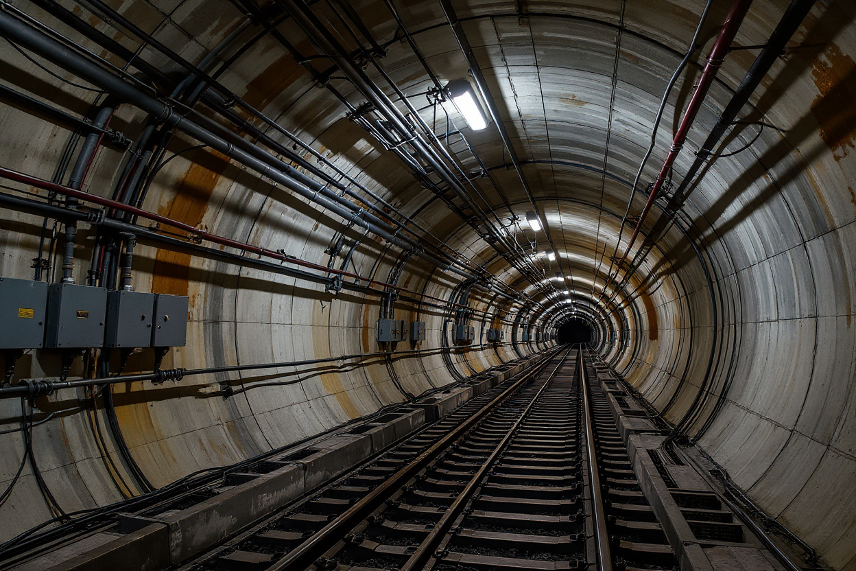 Underground subway tunnel electrical infrastructure with fire-resistant cable ties#1.6