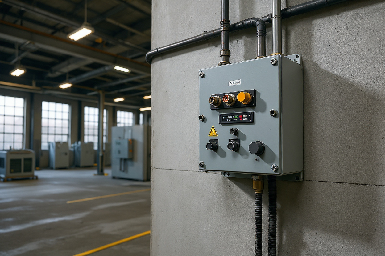 Industrial electrical panel with DC disconnect switches and emergency safety systems#1.5