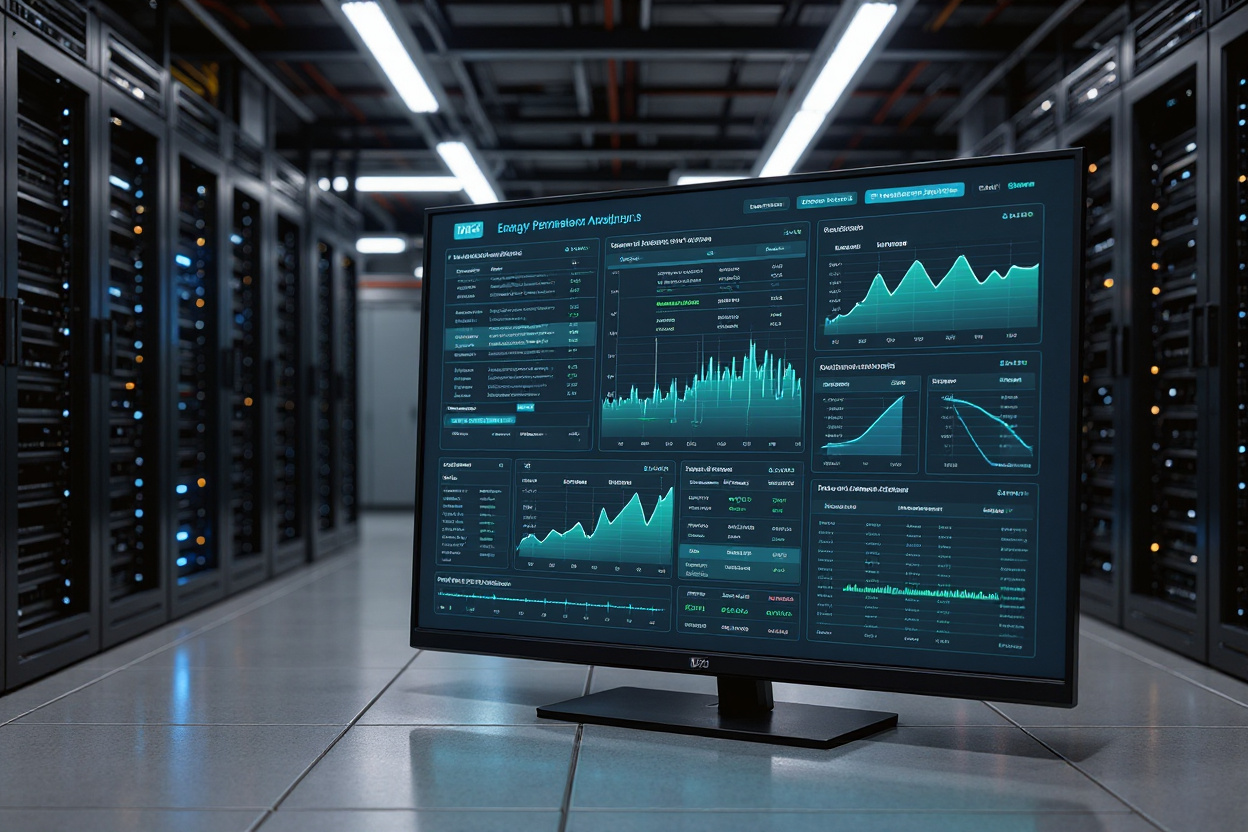 Energy consumption analysis dashboard for data centers showing power parameter logging#1.6