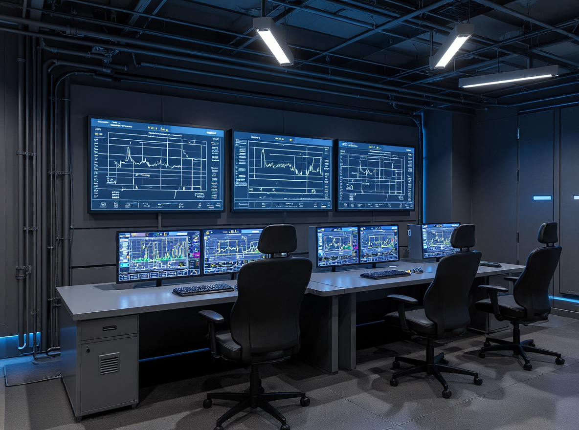 Building management system control room with SCADA integration displays#1.2