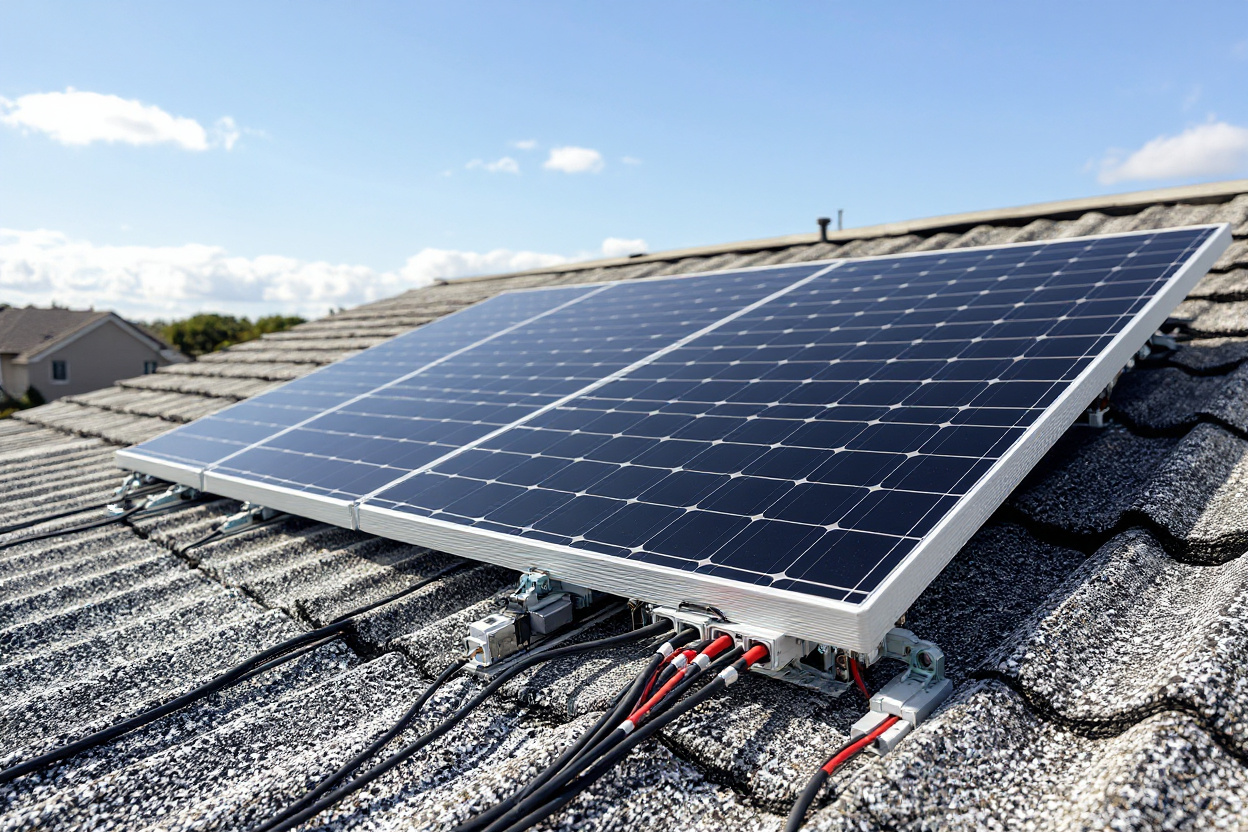 Solar panel installation with cable management for photovoltaic systems and renewable energy applications#1.6