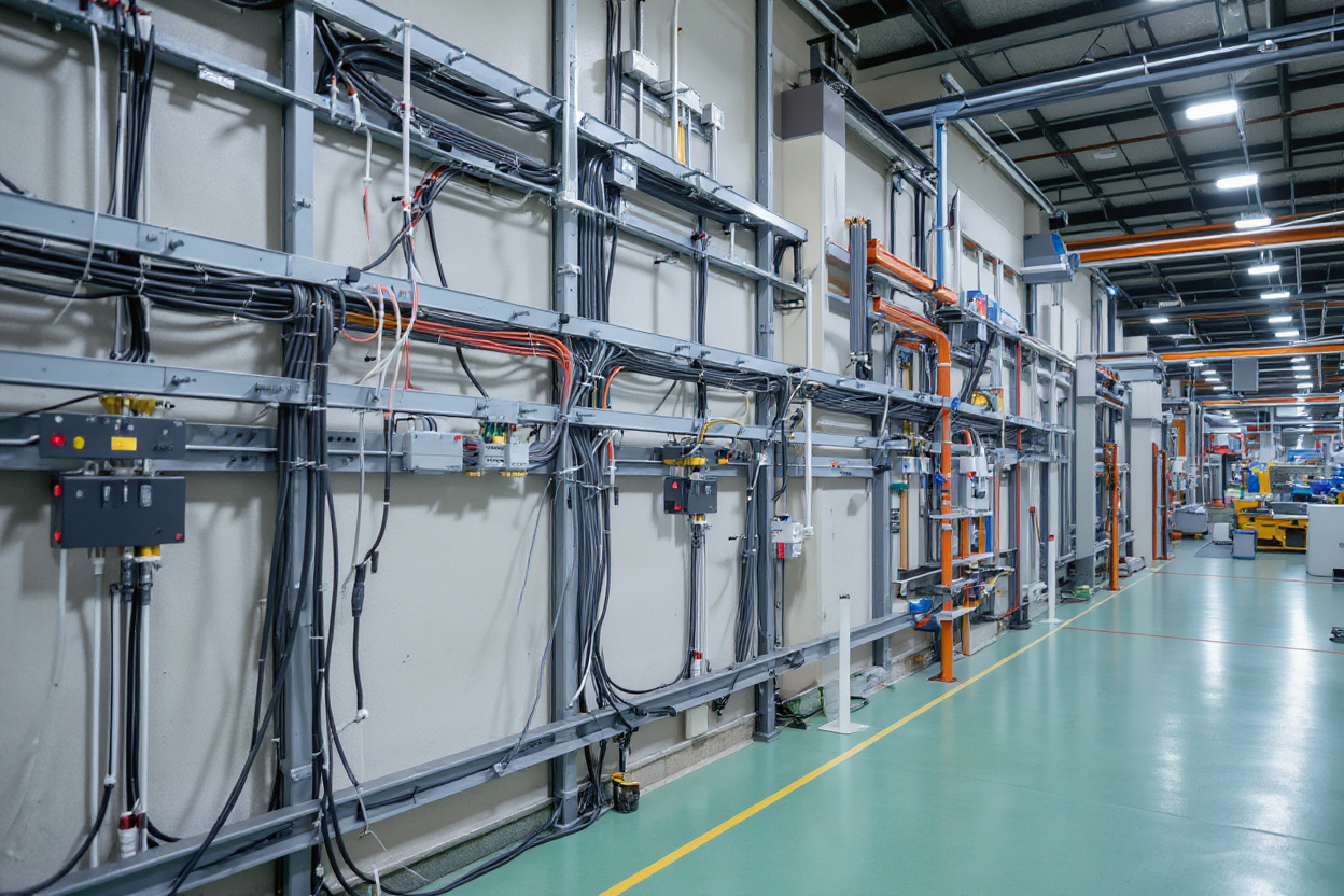 Industrial electrical wiring and control panel cable management in manufacturing facility#1.6