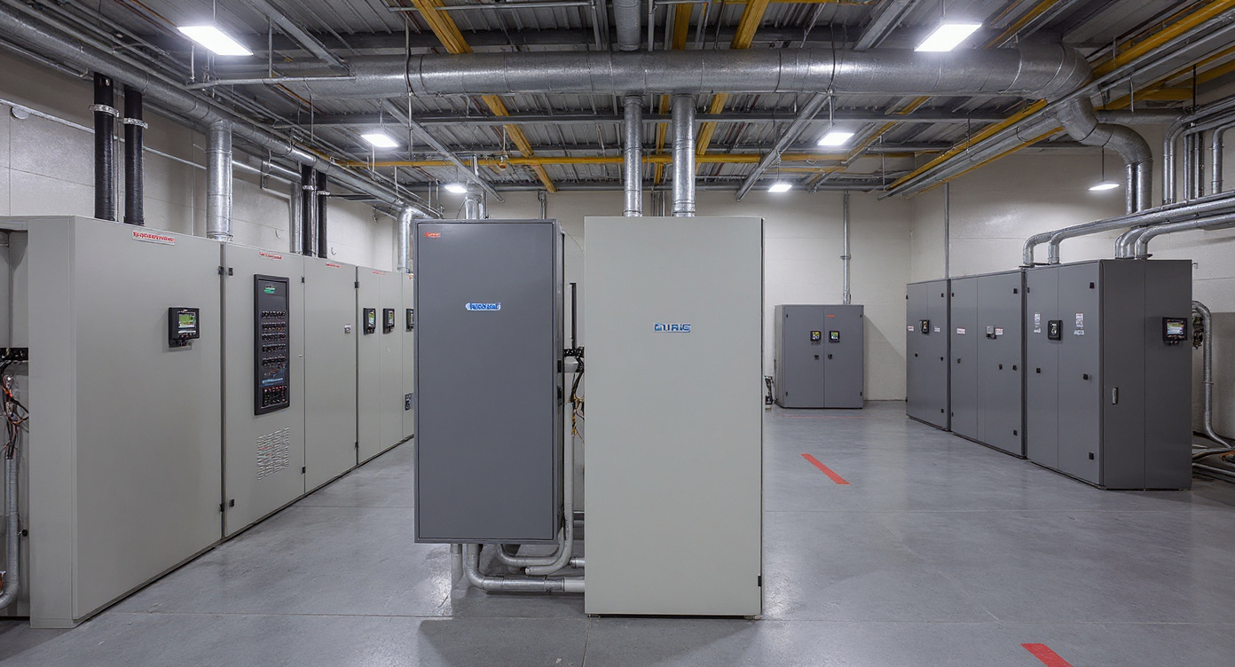 Multi-circuit power monitoring installation in industrial facility with electrical panels and DIRIS gateway systems#1.9
