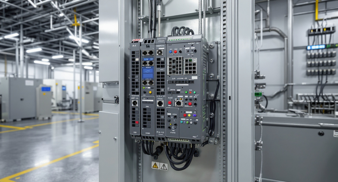 Industrial automation control panel with RS485 to Ethernet communication bridge and SNMP monitoring equipment#1.9