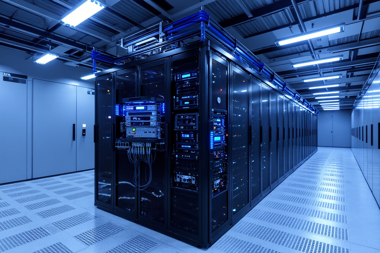 Data center server rooms with power distribution systems and busway connections requiring precise voltage monitoring#1.6