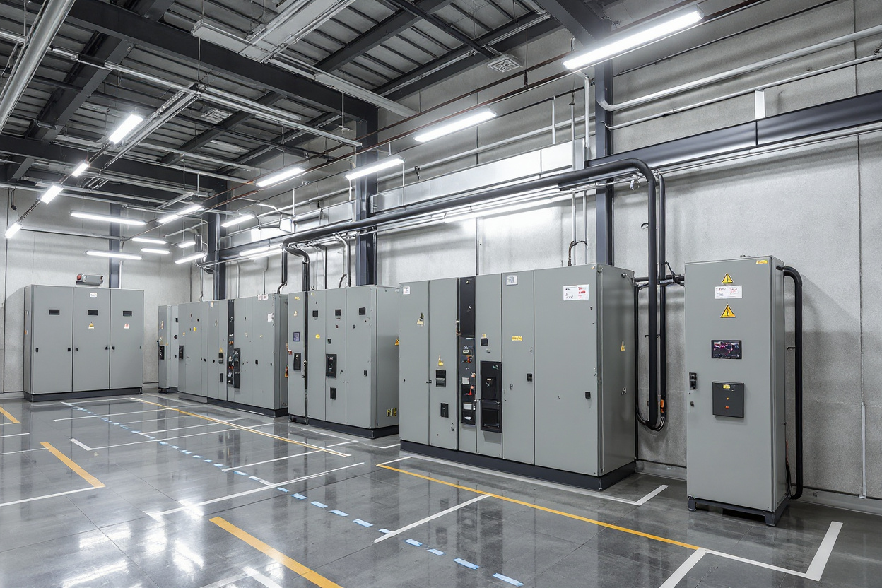 Electric vehicle charging stations with high-voltage DC power distribution and monitoring equipment#1.6