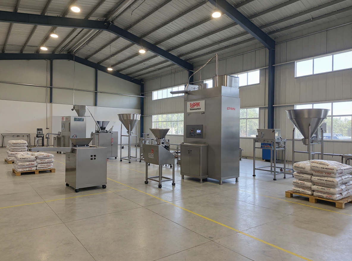 Agricultural facility with seed, fertilizer, and feed packaging equipment for farm products#1.3