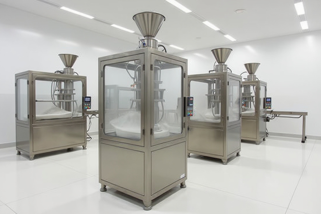 Fine dusty powders packaging in enclosed industrial filling system#1.6