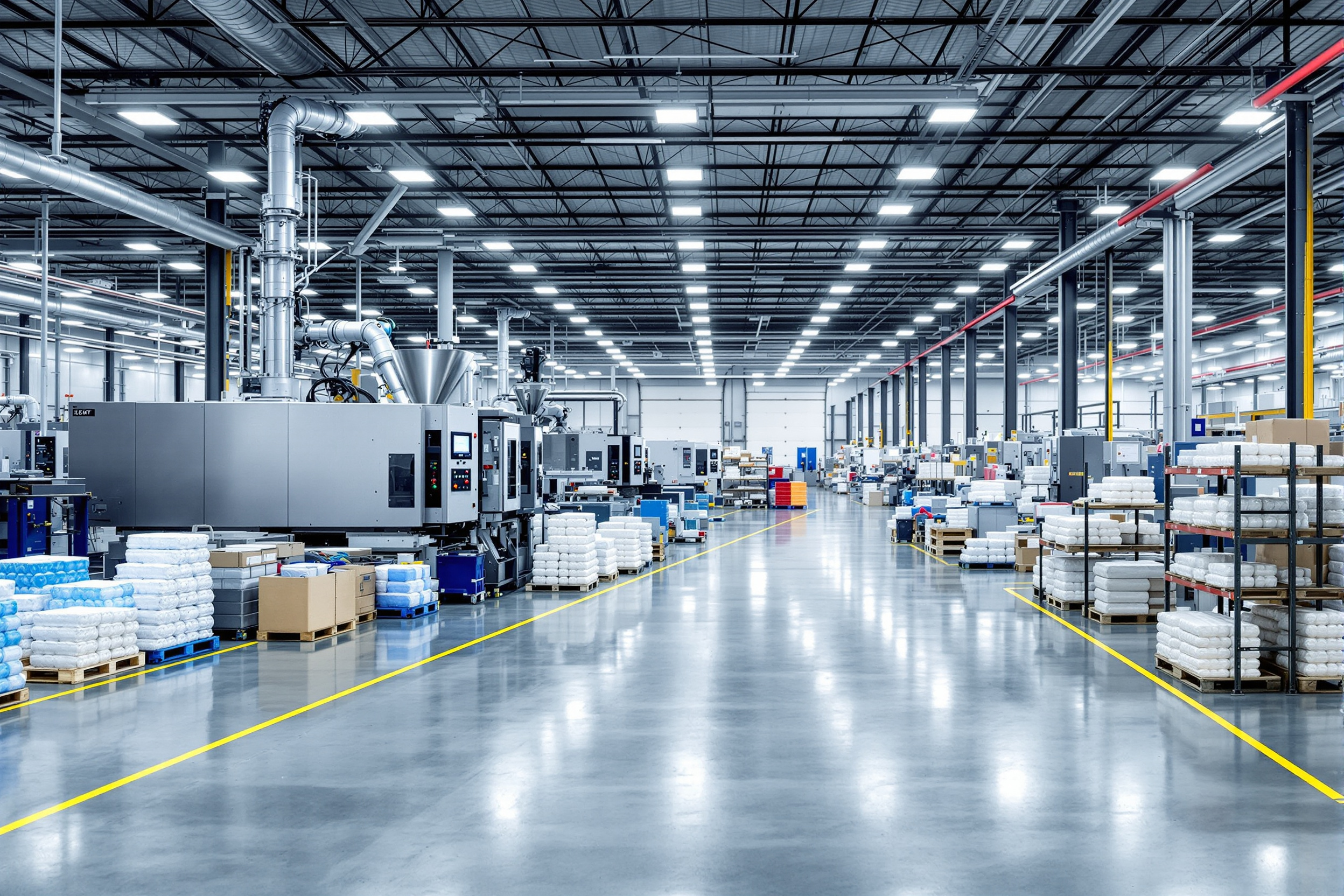 Modern plastic processing facility with advanced injection molding equipment and automated systems#1.5