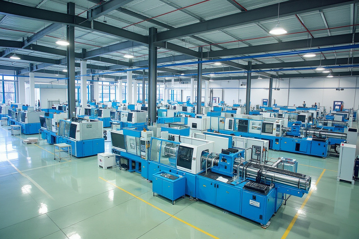 Industrial plastic processing facility with extrusion and injection molding equipment#1.6