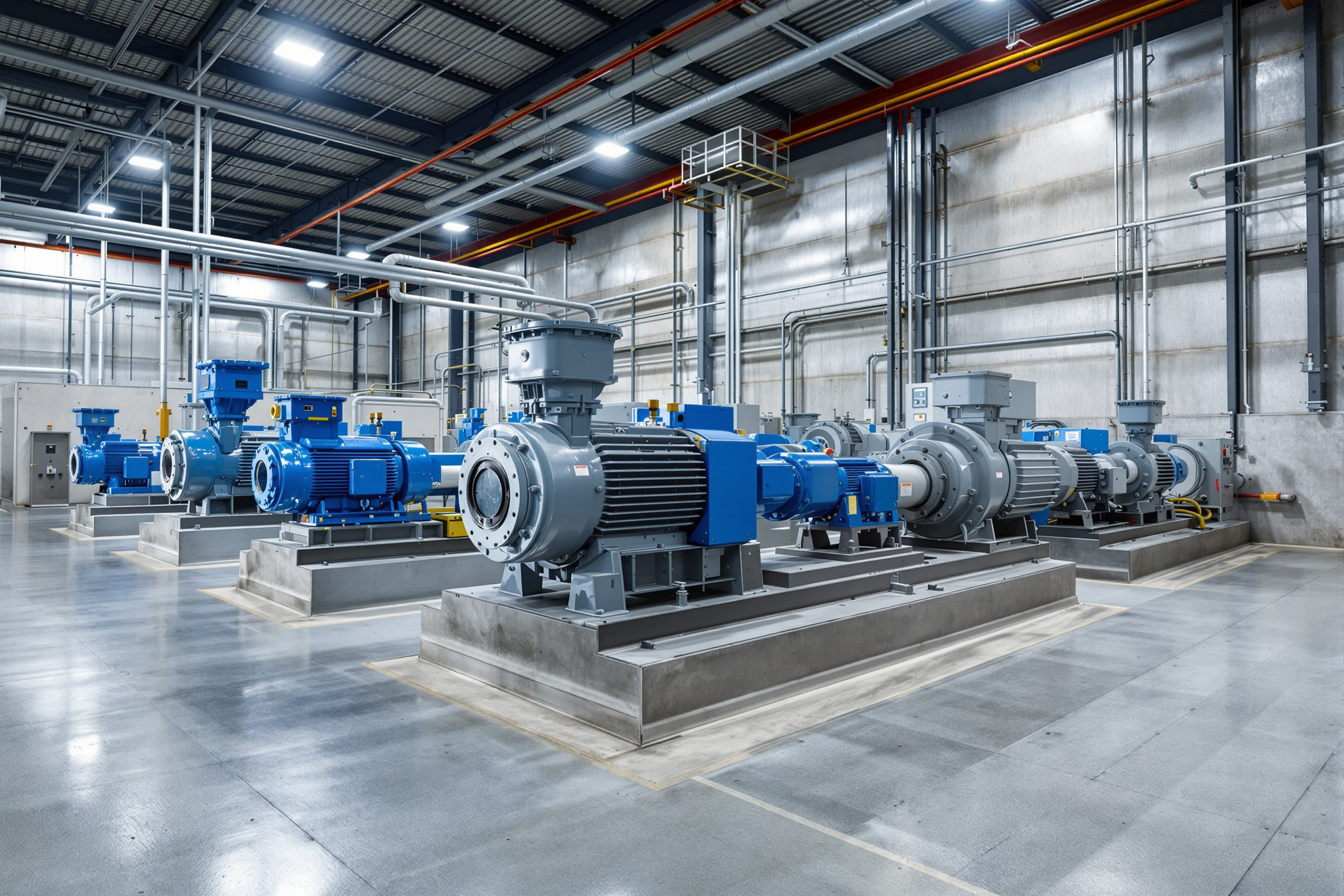 Industrial pumping station with centrifugal pumps and gear reduction systems for water treatment and processing applications#1.5