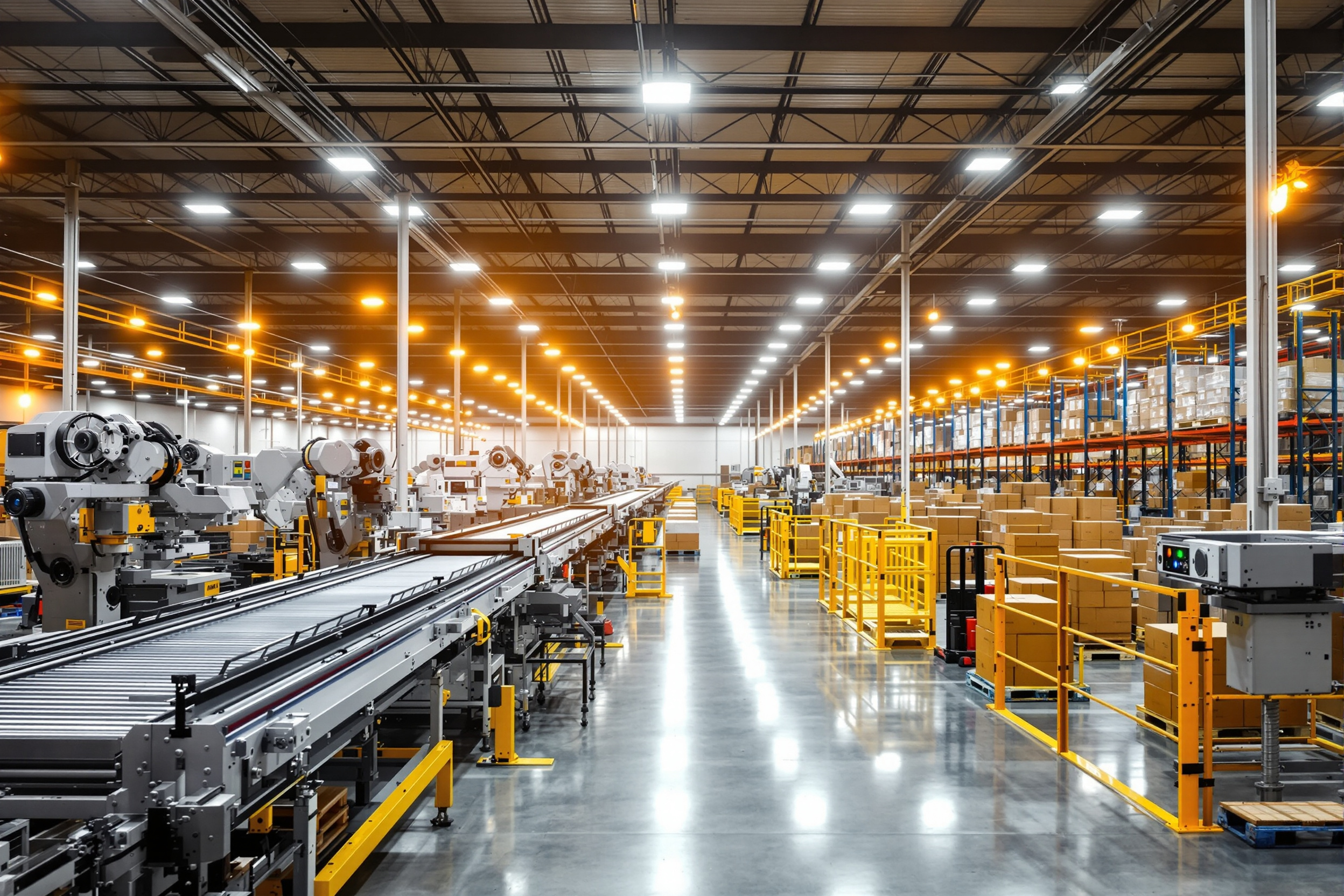 Material handling warehouse with automated equipment and gear systems#1.6