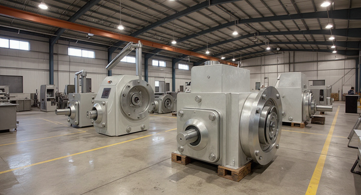 Industrial manufacturing facilities with bevel gear reducer applications#1.9