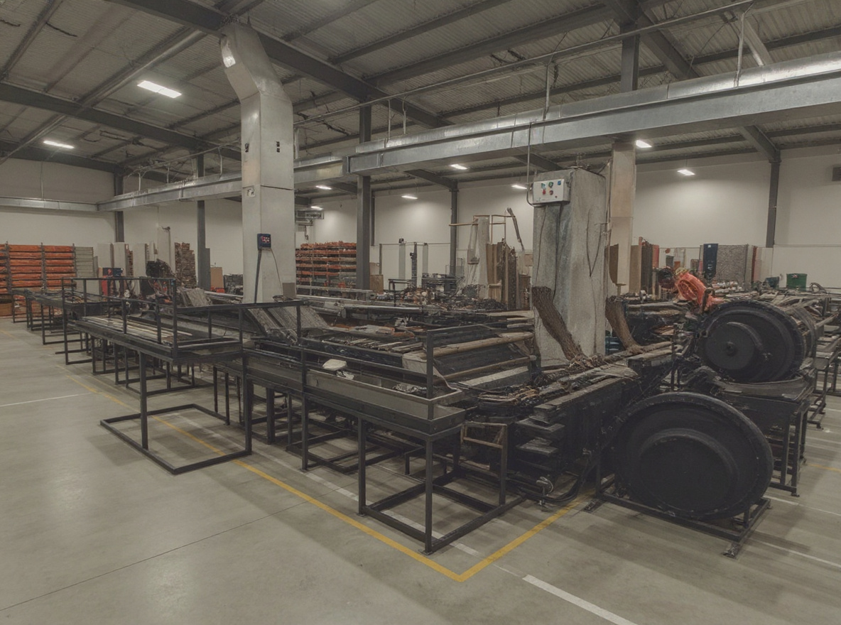 Industrial manufacturing plant with heavy machinery and conveyor systems#1.3