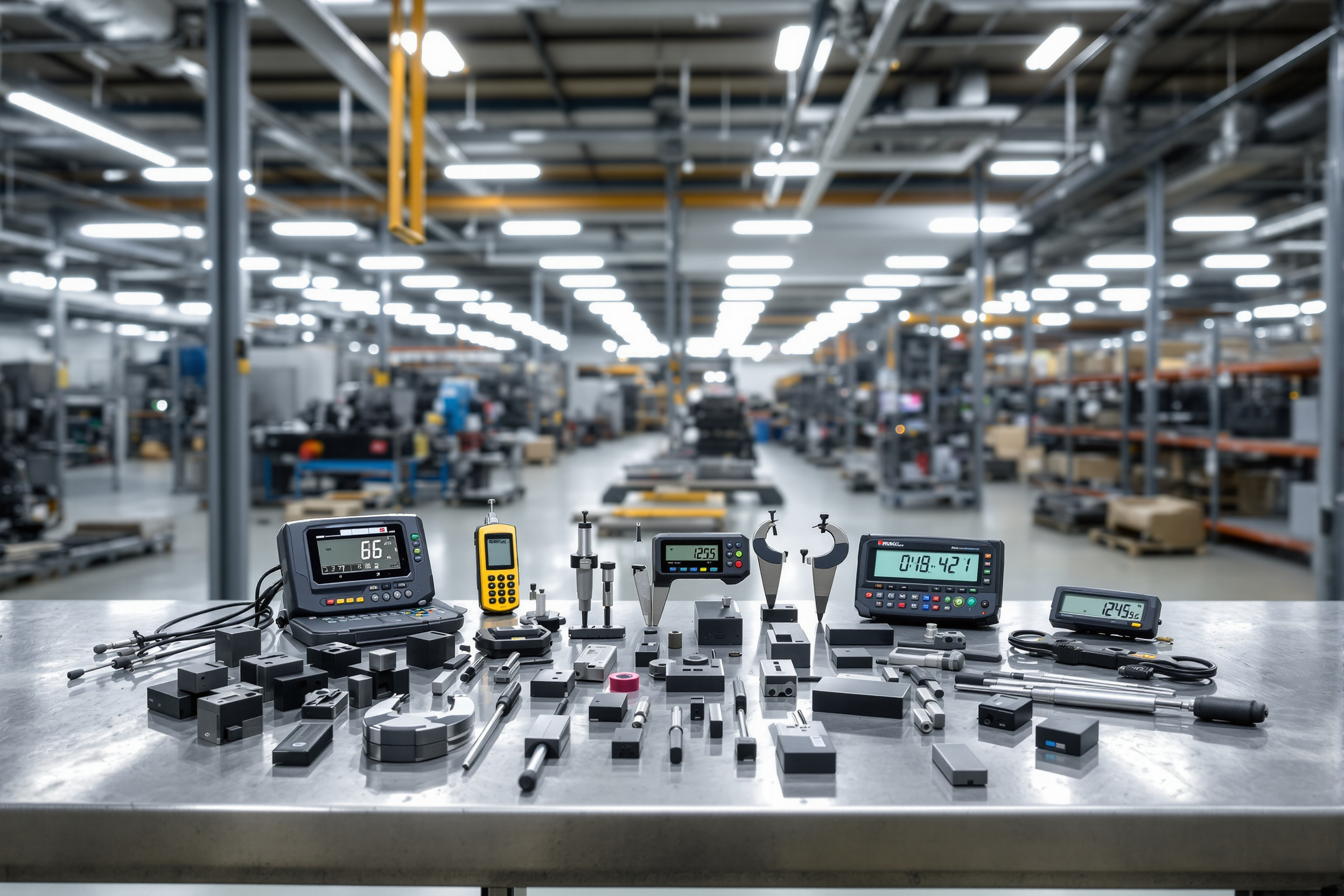 Precision calibration equipment and measurement tools in industrial manufacturing setting