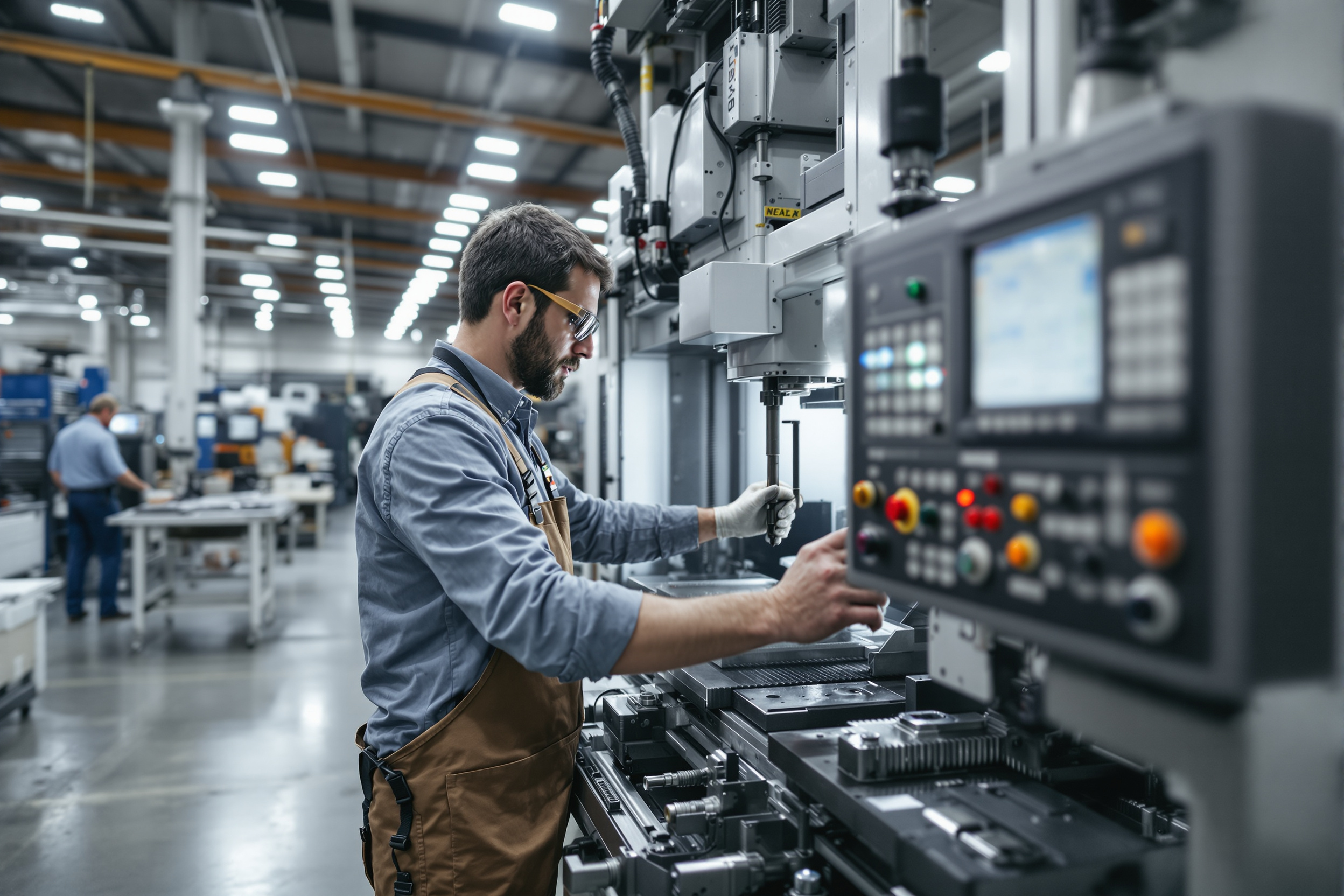 Machine operator expertise and CNC manufacturing calibration demonstrating operational understanding
