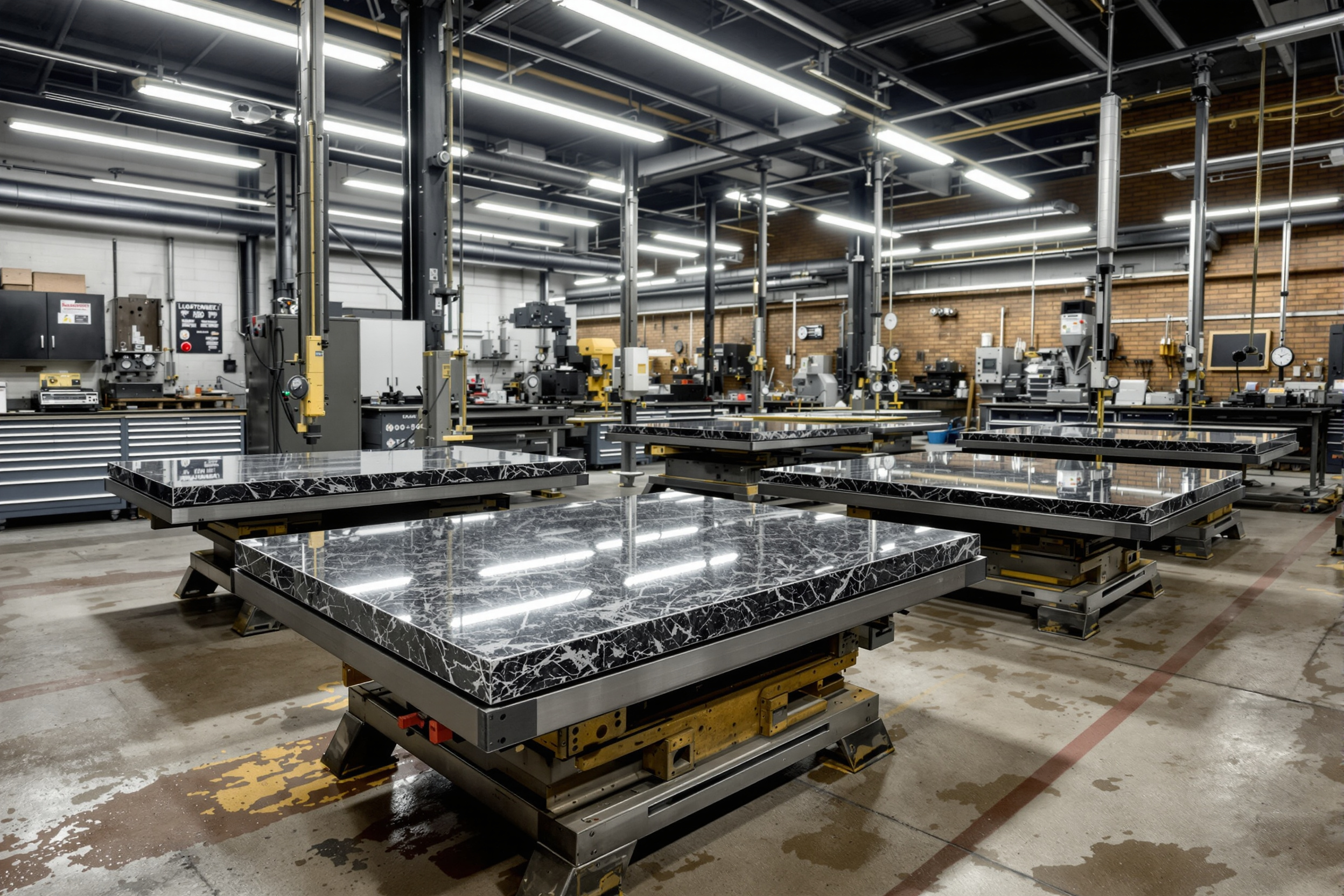 Machine shops with surface plates and precision measurement equipment for calibration