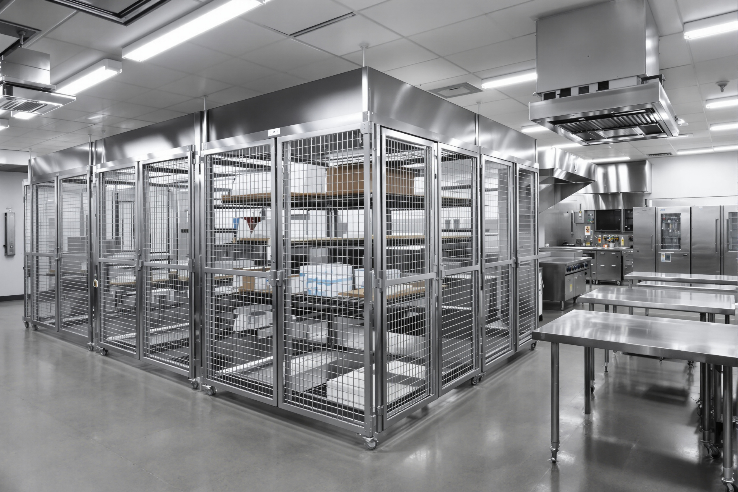 Food service facilities with security cages protecting medical and restricted supplies#1.5